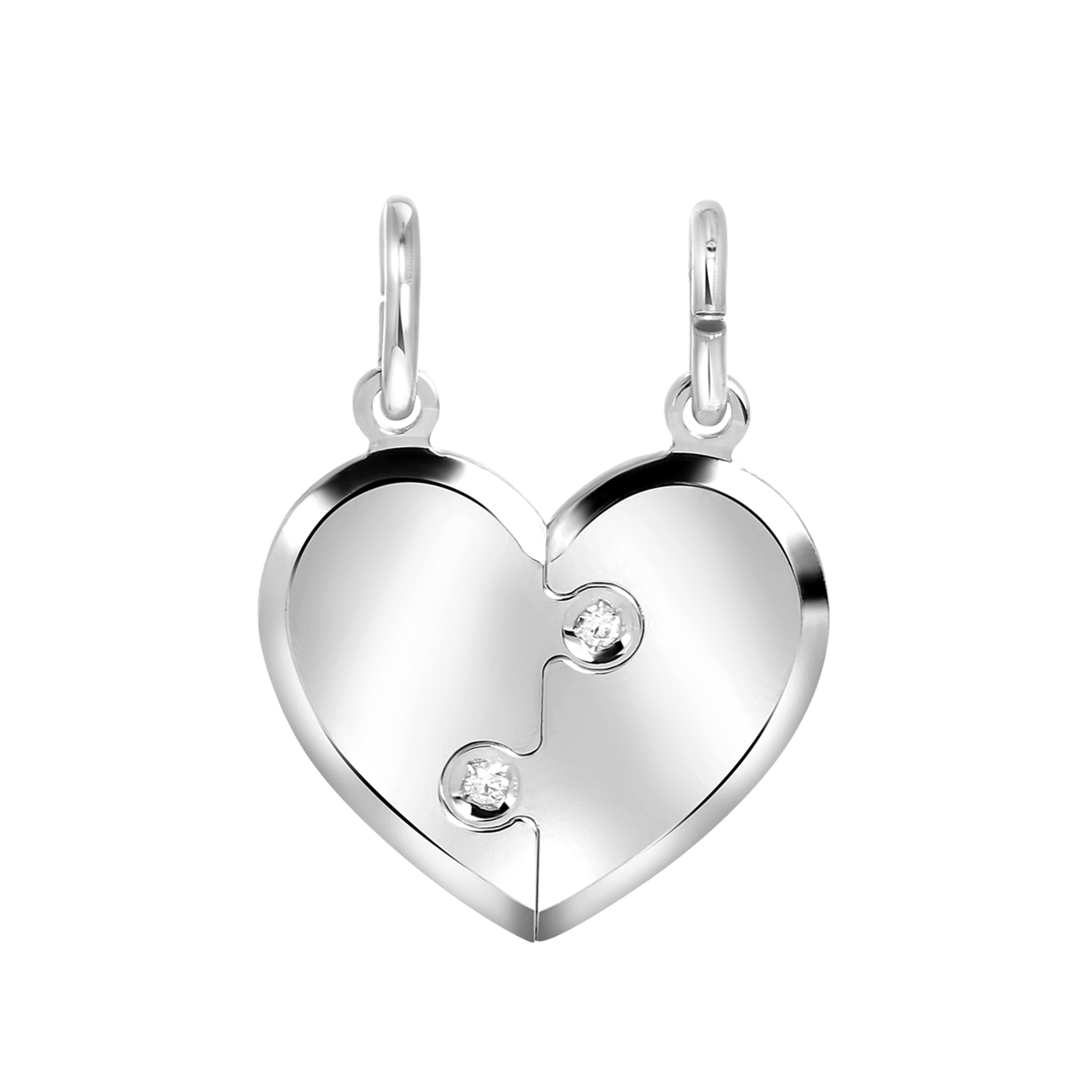 Zilveren hanger breekhart met zirkonia
