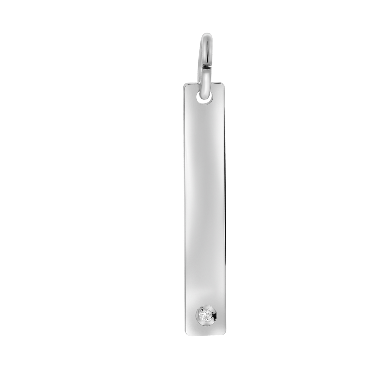 Zilveren hanger bar 25mm met zirkonia