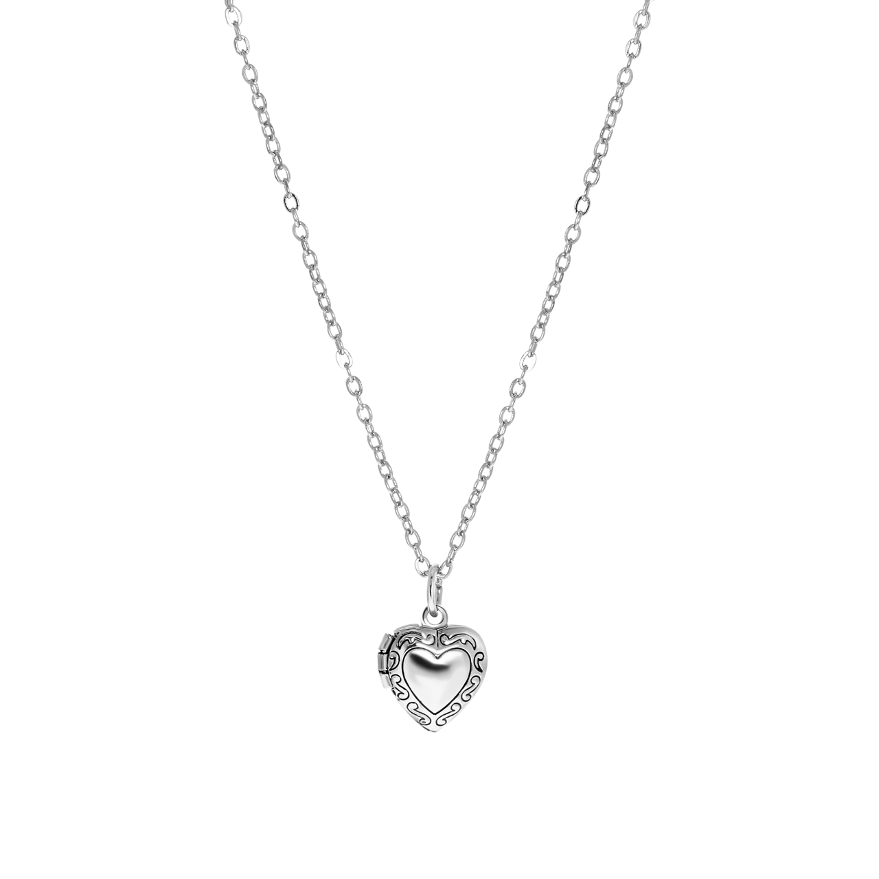 Zilverkleurige byoux ketting met hart medaillon