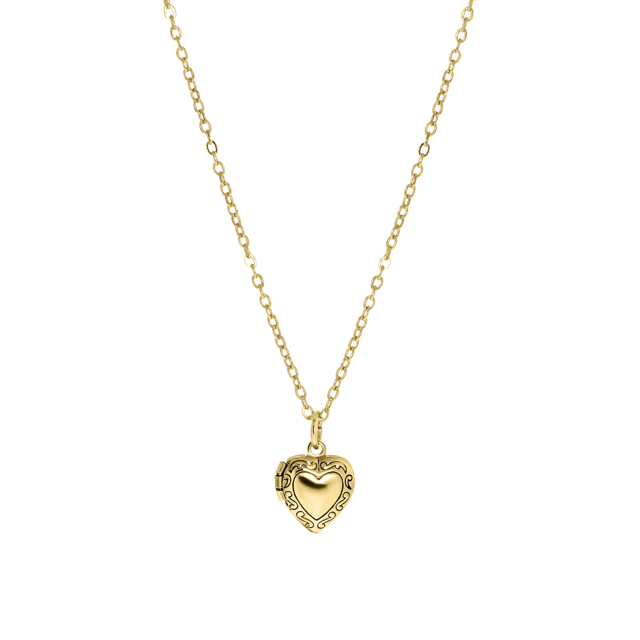 Goudkleurige byoux ketting met hart medaillon