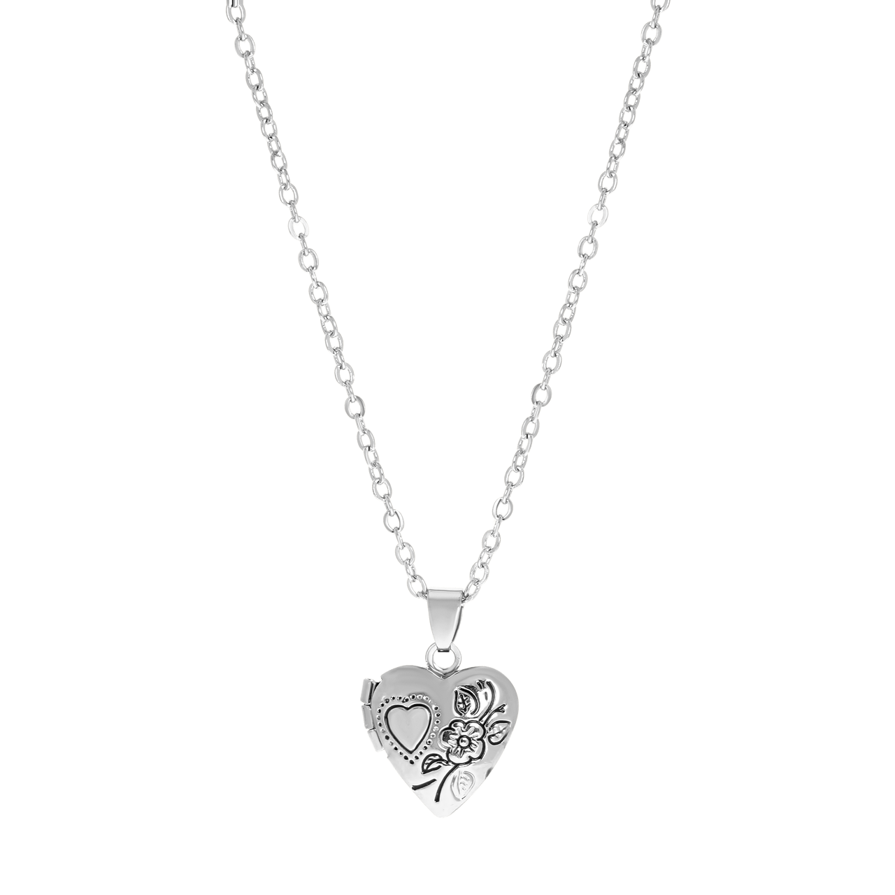 Bijoux zilverkleurige ketting met medaillon hart voor dames