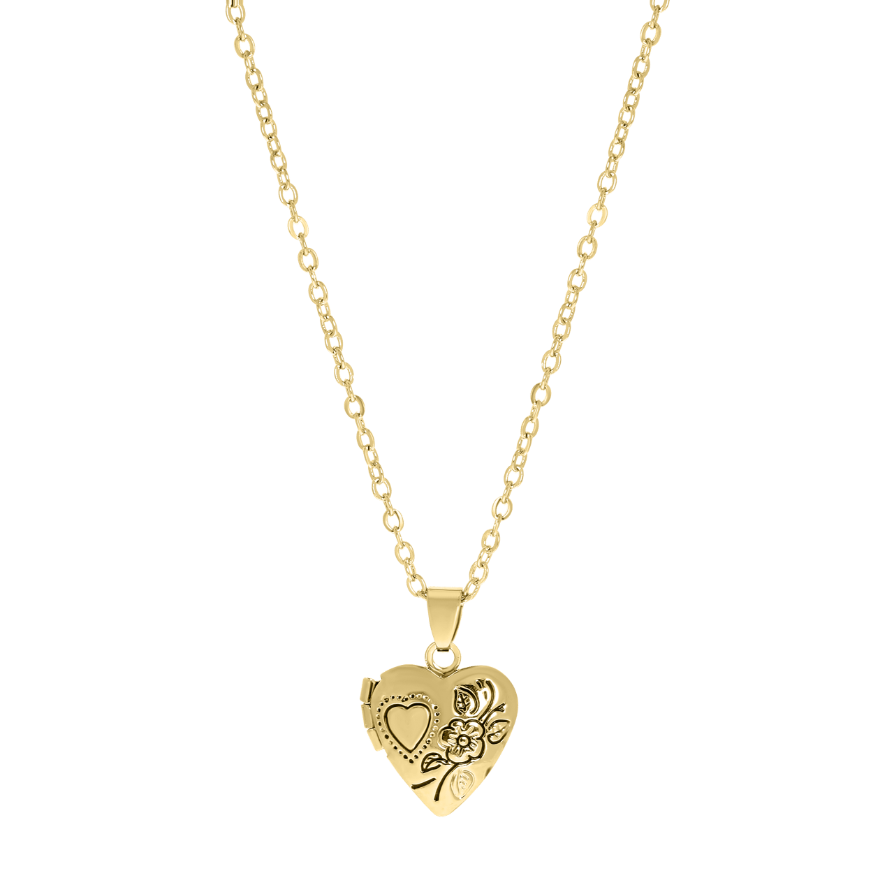 Goudkleurige byoux ketting met hart medaillon