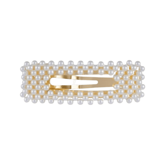 Goldfarbenen Haarspange mit Perlen, eckig