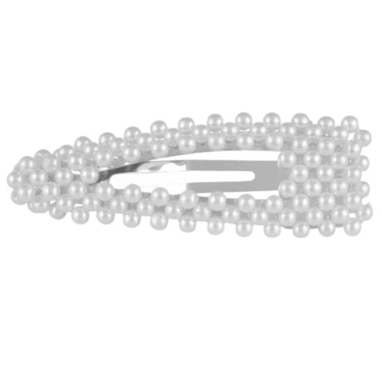 Zilverkleurige haarclip met parels triangle
