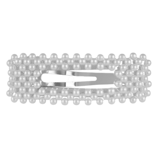 Zilverkleurige haarclip met parels rechthoek