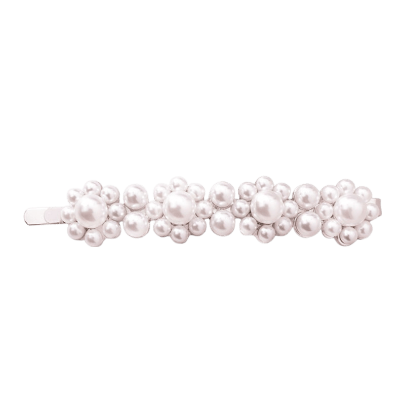 Zilverkleurige haarclip met parels langwerpig
