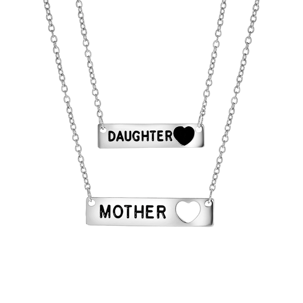 Zilverkleurig byoux moeder dochter ketting