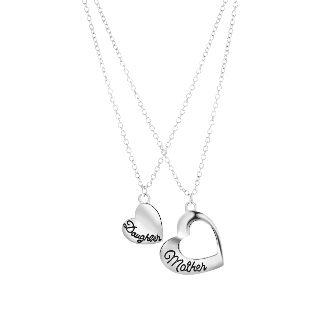 Zilverkleurig byoux moeder dochter ketting