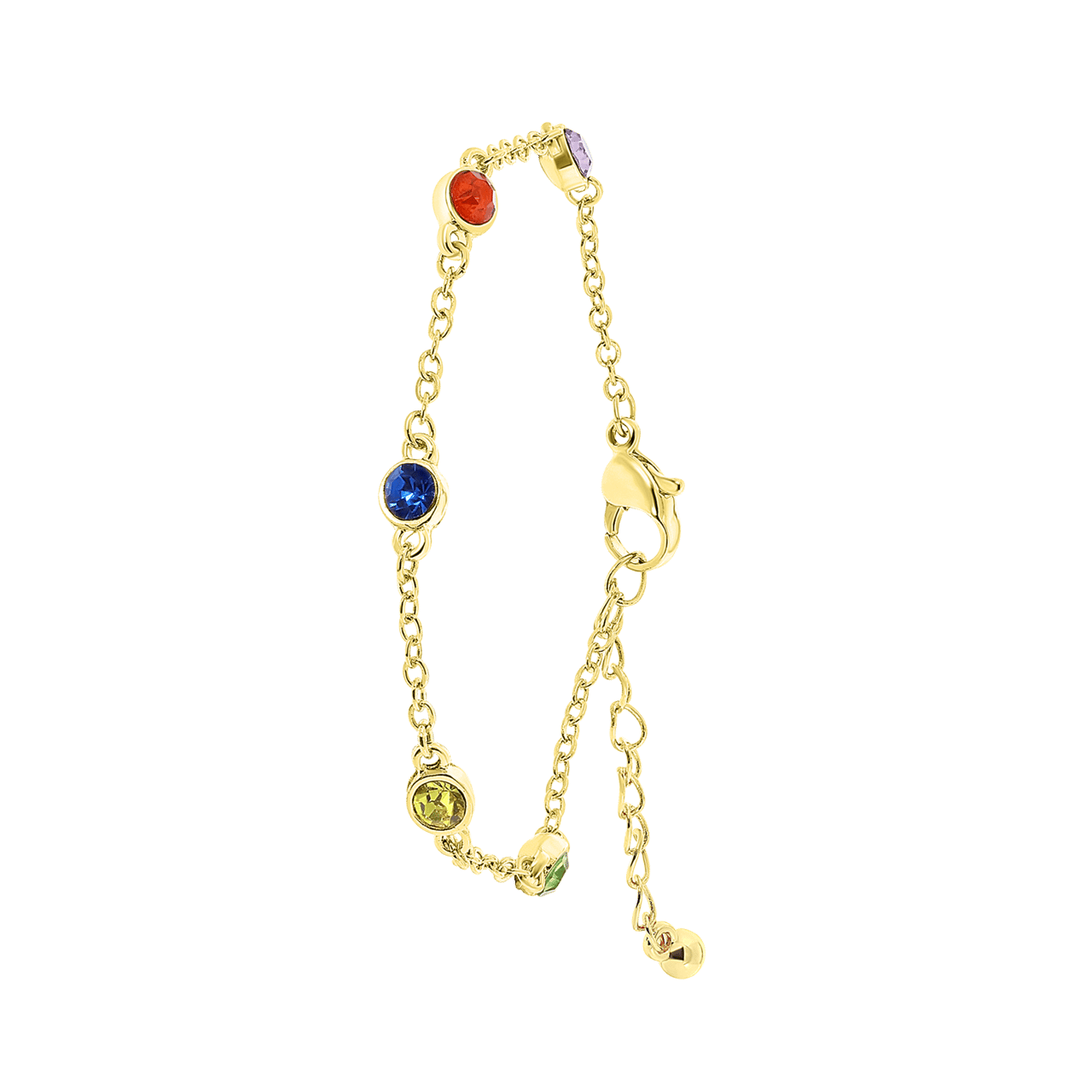 Goudkleurige byoux armband met kleurtjes