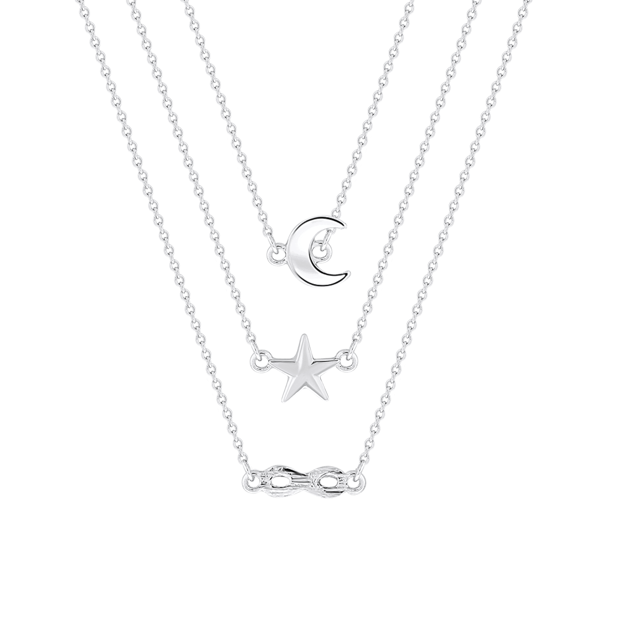 Zilverkleurige byoux layer ketting met kleurtjes