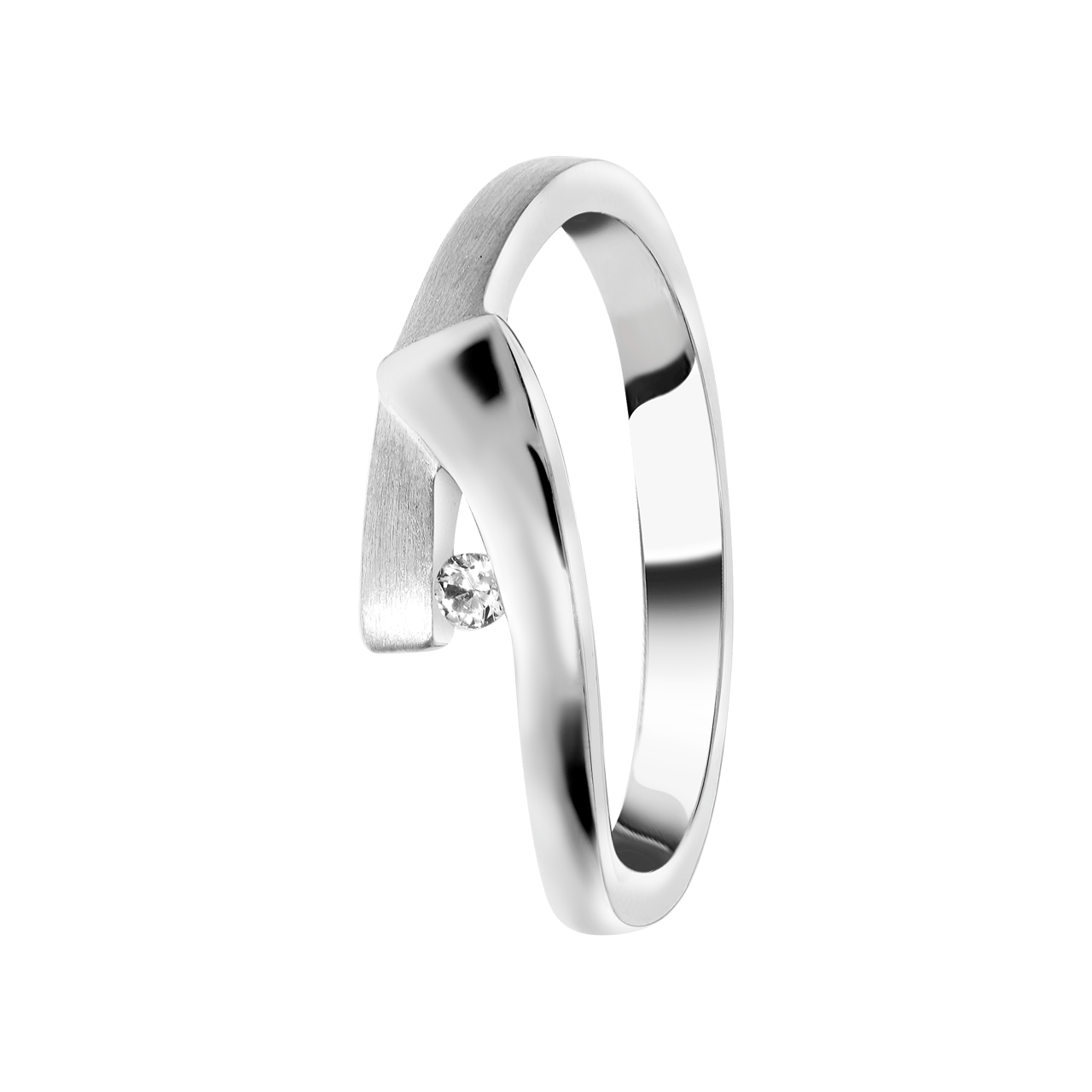 Ring, 925 Silber, matt/glänzend, mit Zirkonia