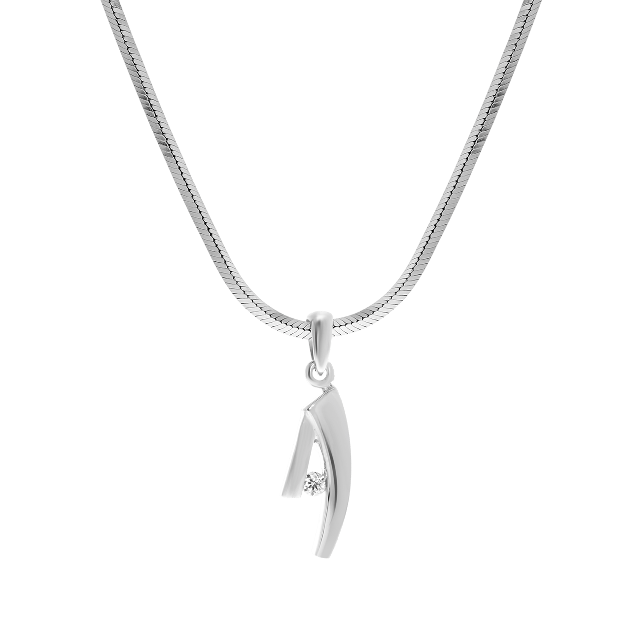 Zilveren ketting&hanger mat/glans zirkonia