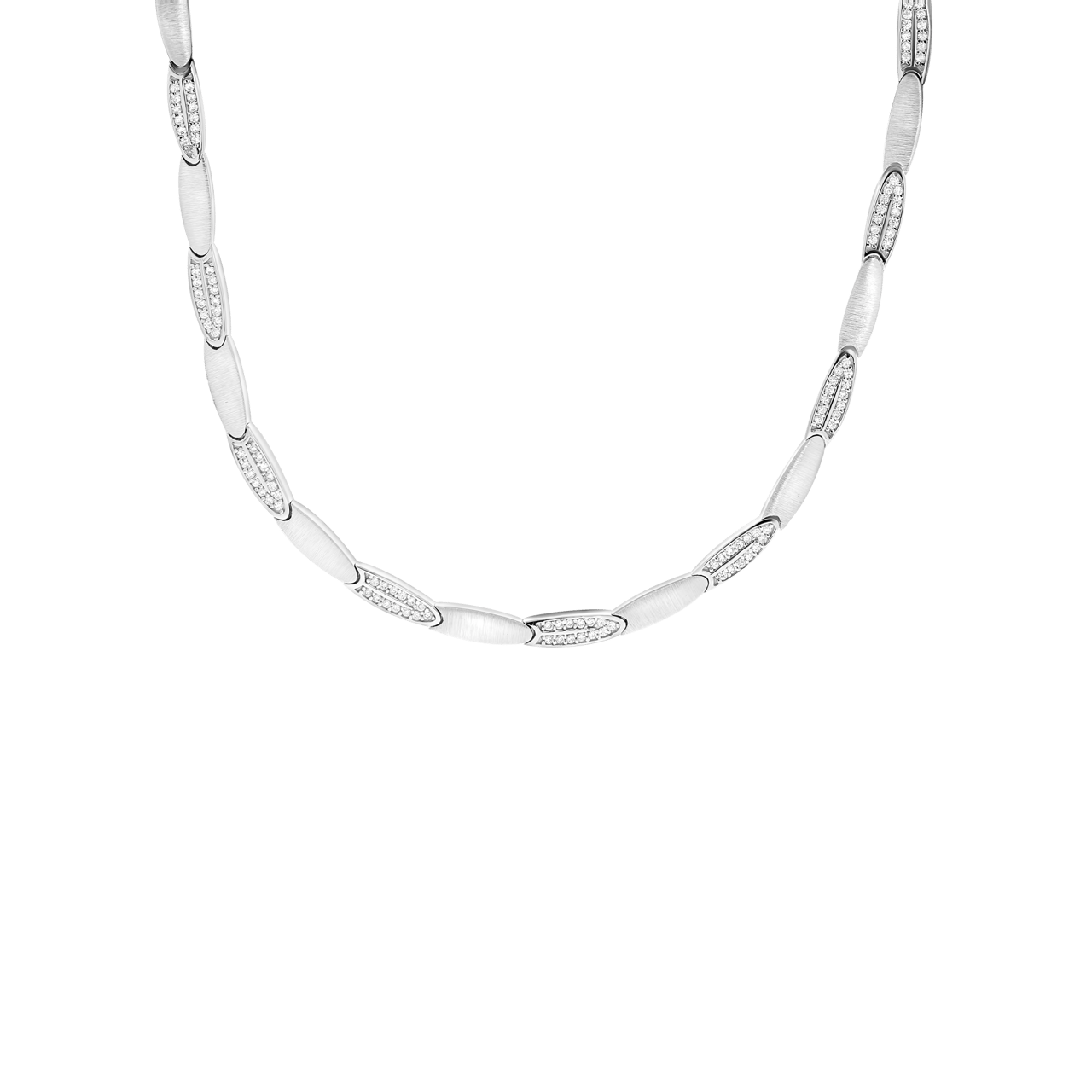 Zilveren ketting mat/glans met zirkonia