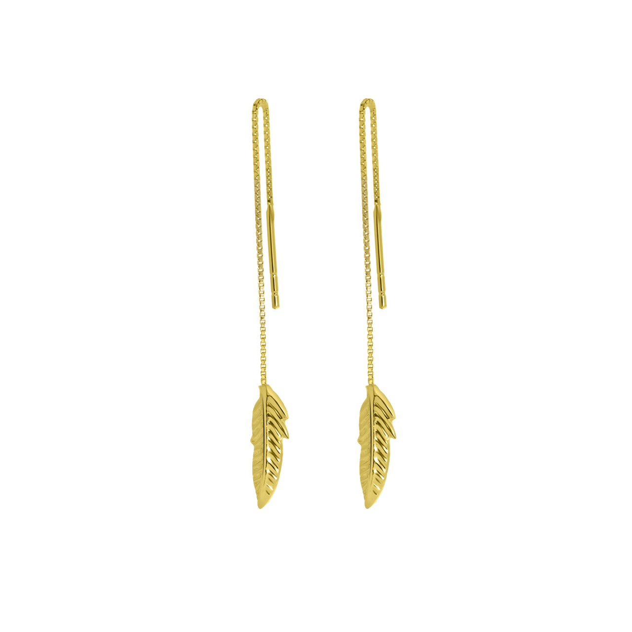 Durchzieh-Ohrringe mit Blatt, 375 Gold