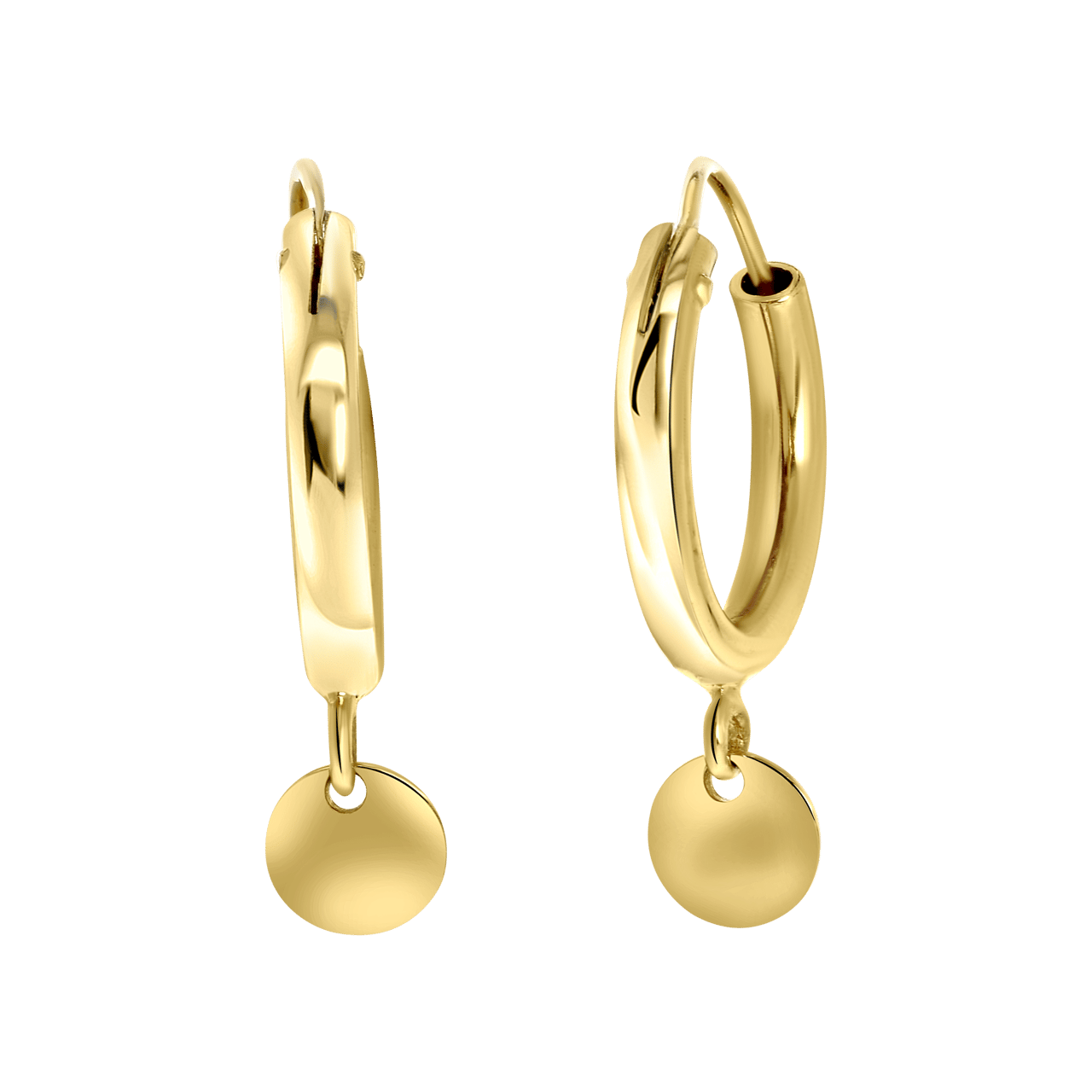 Goldplated oorbellen met hanger rond