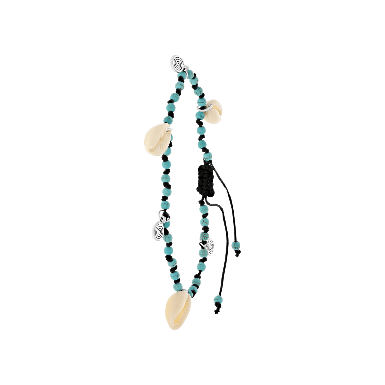 Zilverkleurige verstelbare enkelband met bedeltje