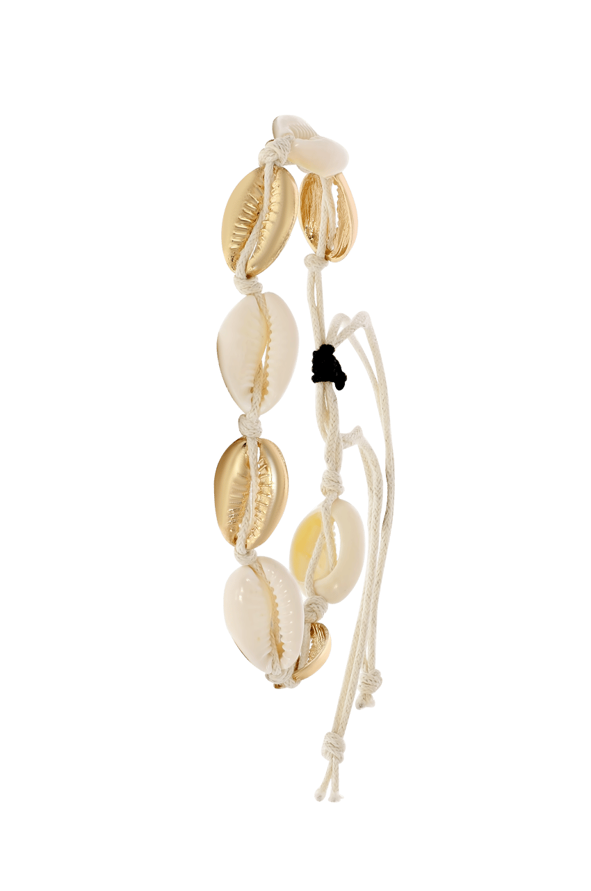 Zilverkleurige verstelbare enkelband met schelpen