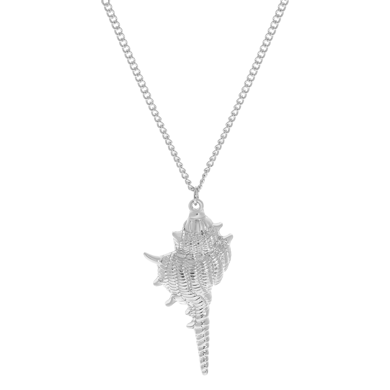 Zilverkleurige byoux ketting met hanger schelp