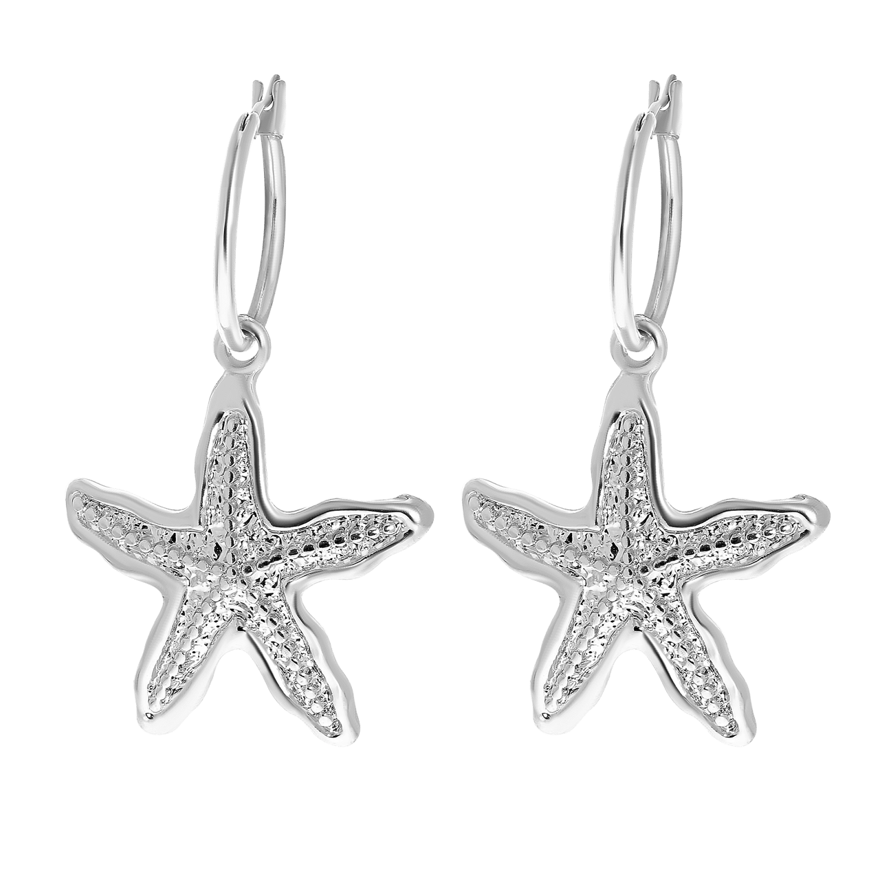 Zilverkleurige byoux oorbellen zeester