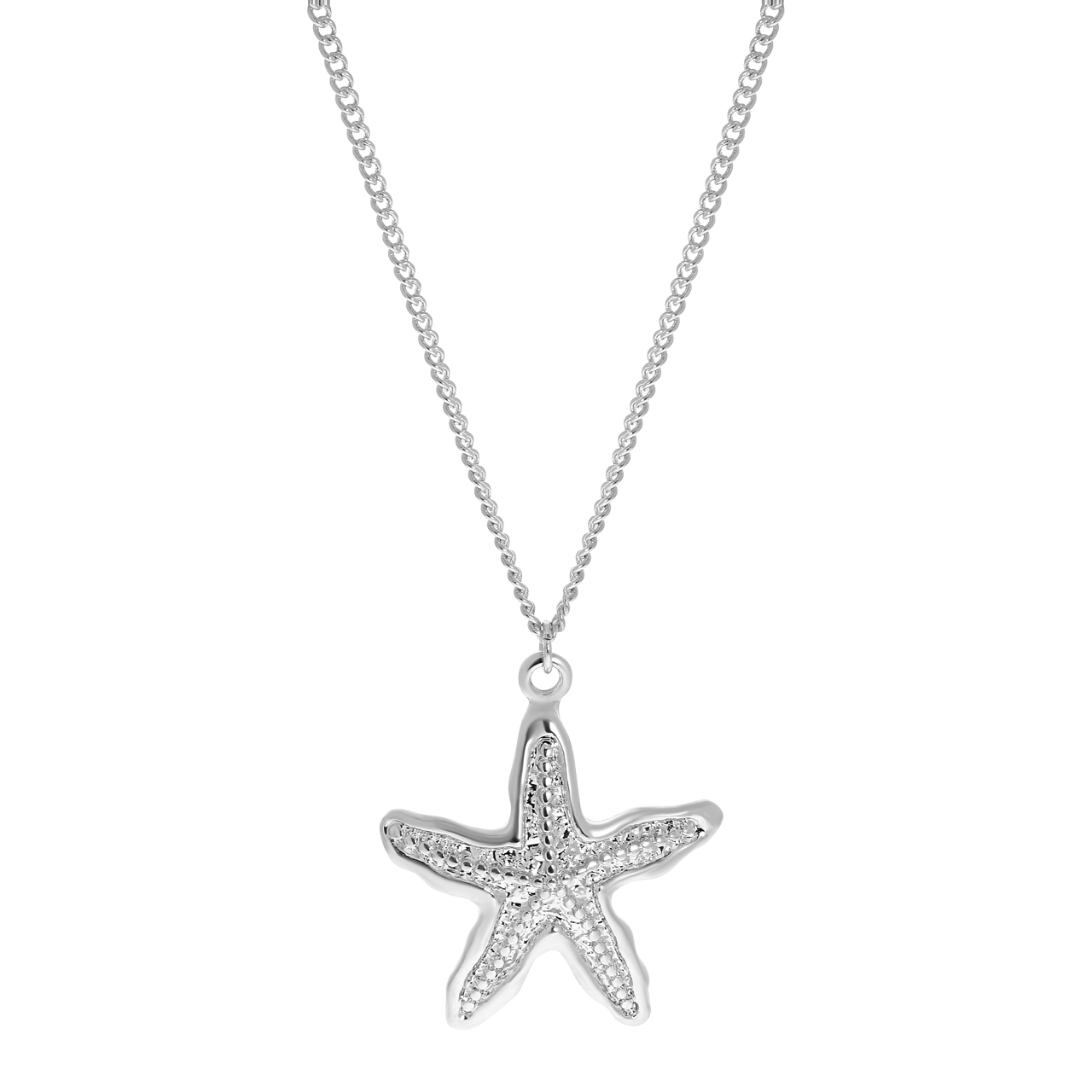 Bijoux zilverkleurige ketting met hanger zeester voor dames
