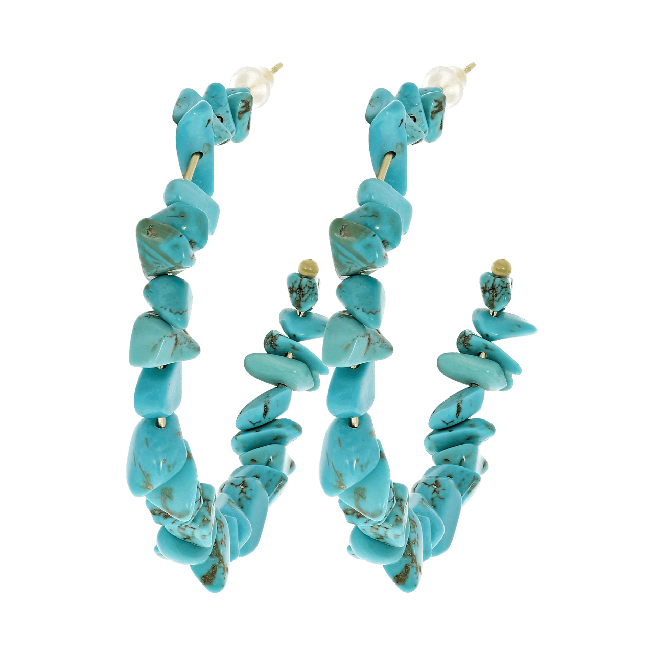 Goudkleurige byoux oorringen met blauwe stenen
