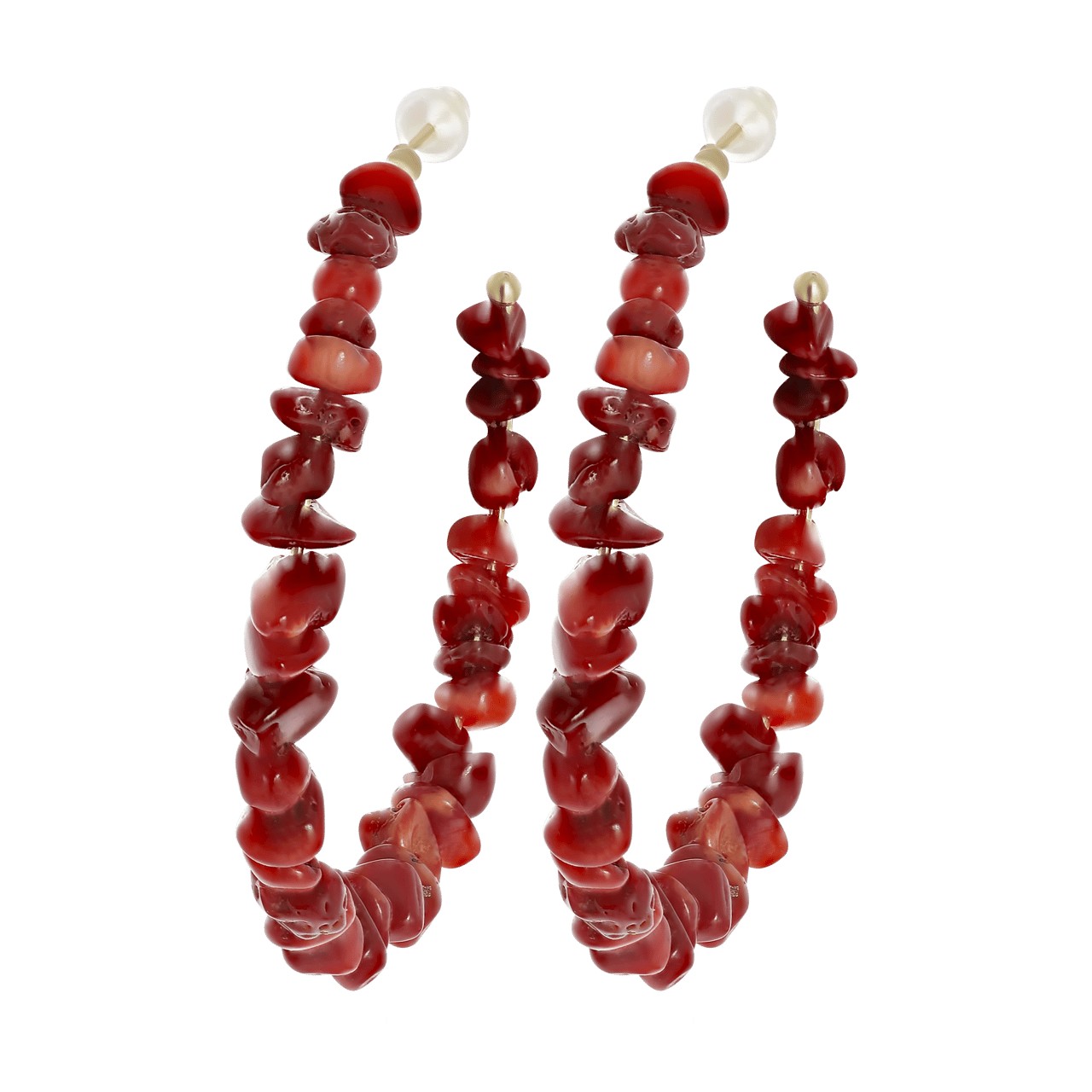 Goudkleurige byoux oorringen met rode stenen