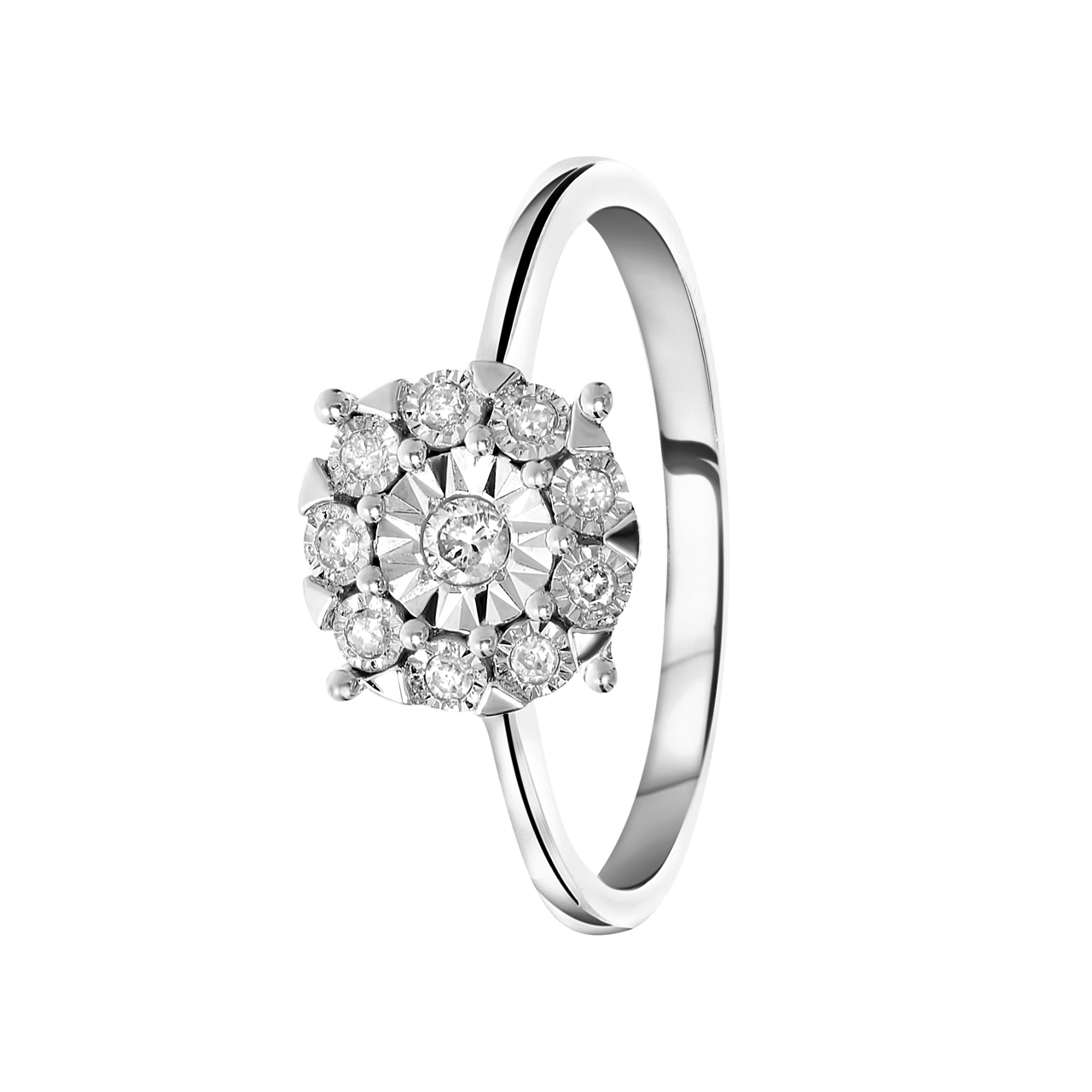 14 Karaat witgouden ring met 10 diamanten 0,10ct