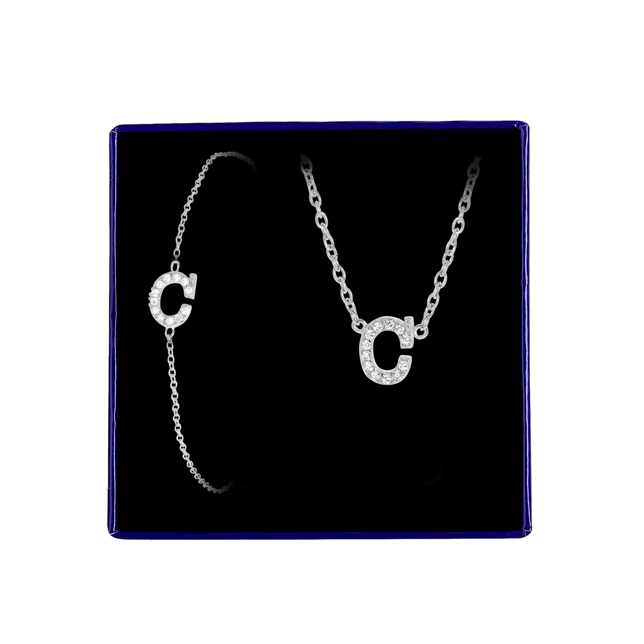 Zilveren set alfabet met zirkonia