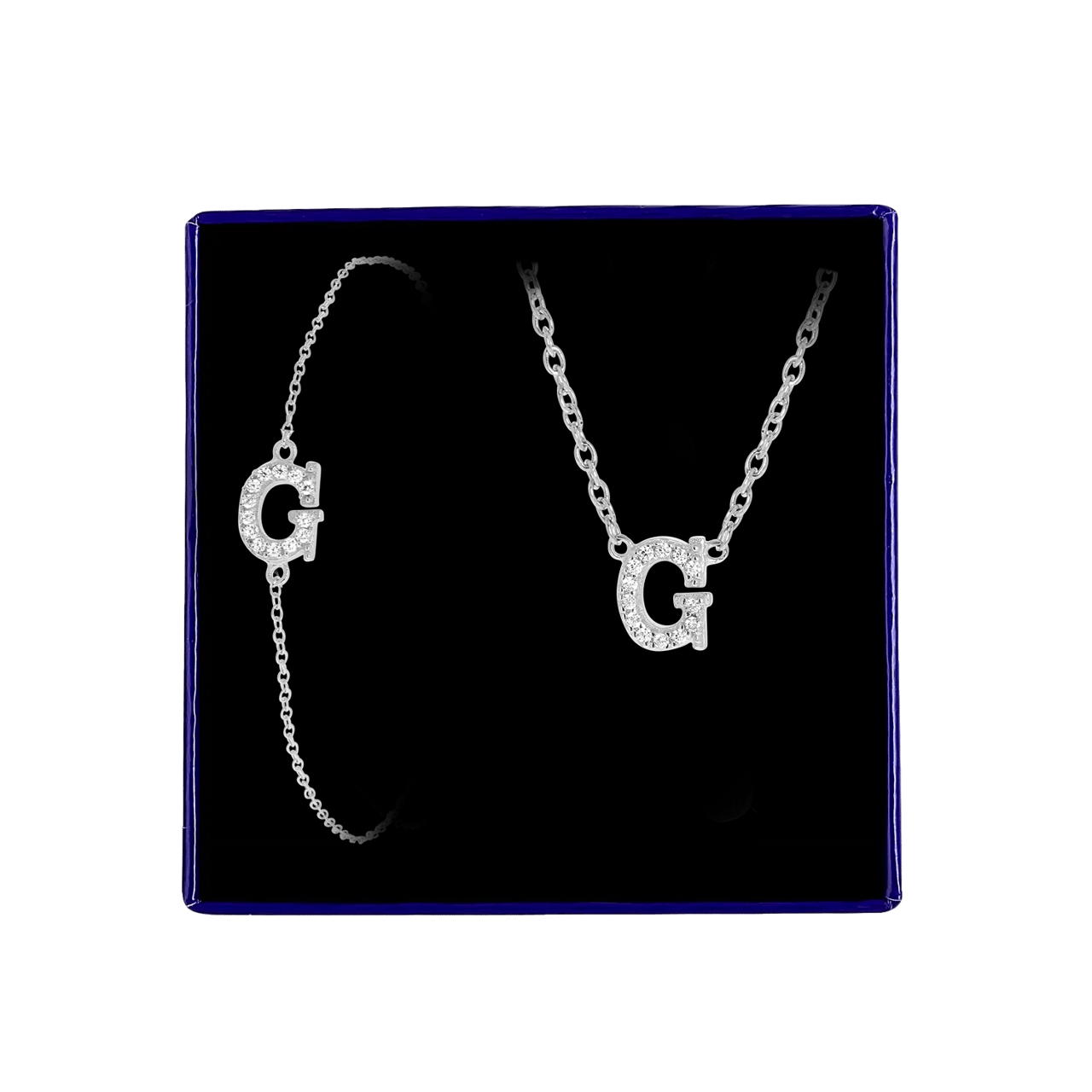 Zilveren set alfabet met zirkonia