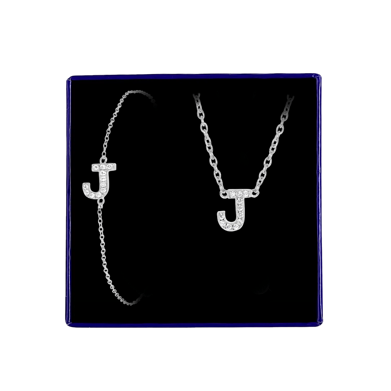 Zilveren set alfabet met zirkonia