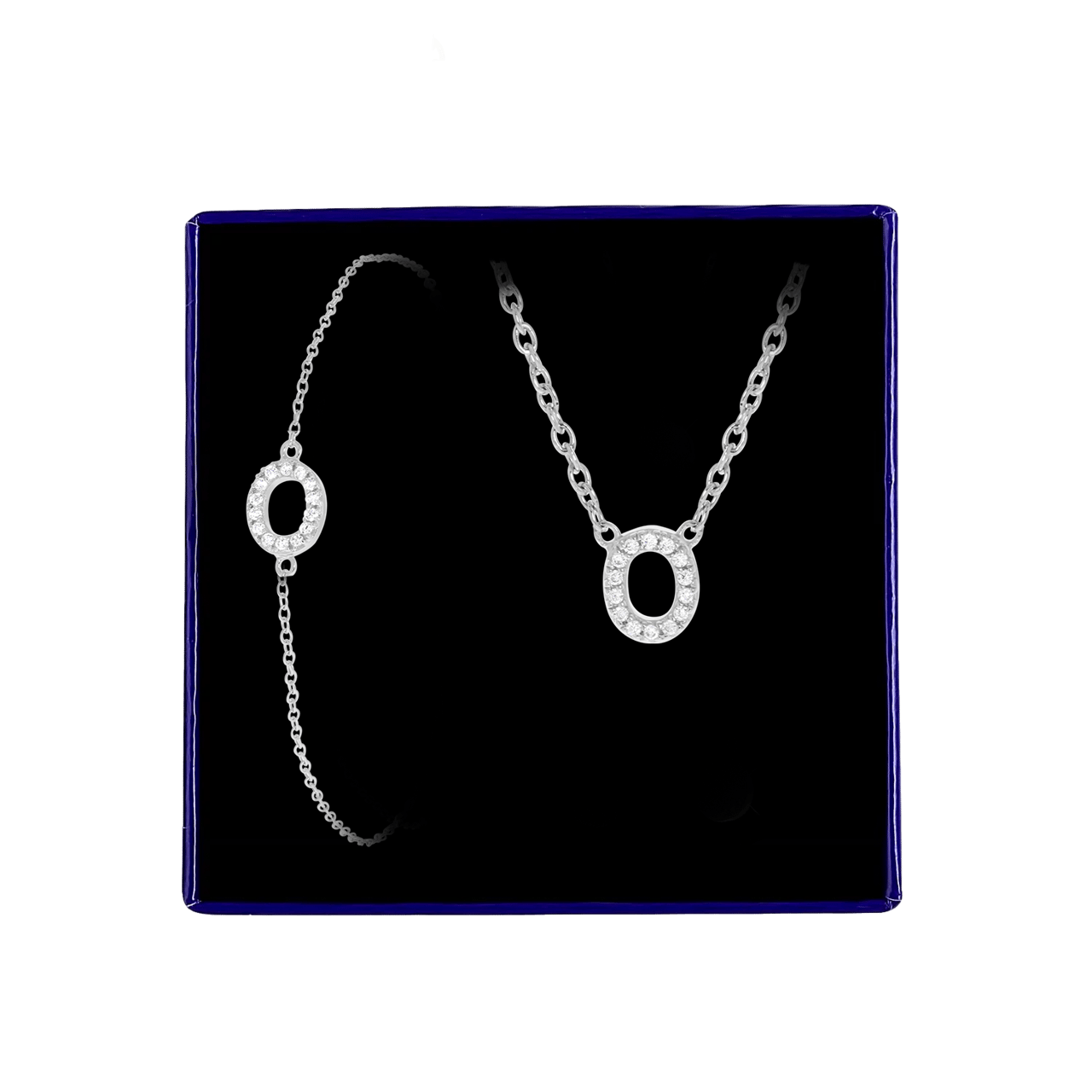 Zilveren set alfabet met zirkonia