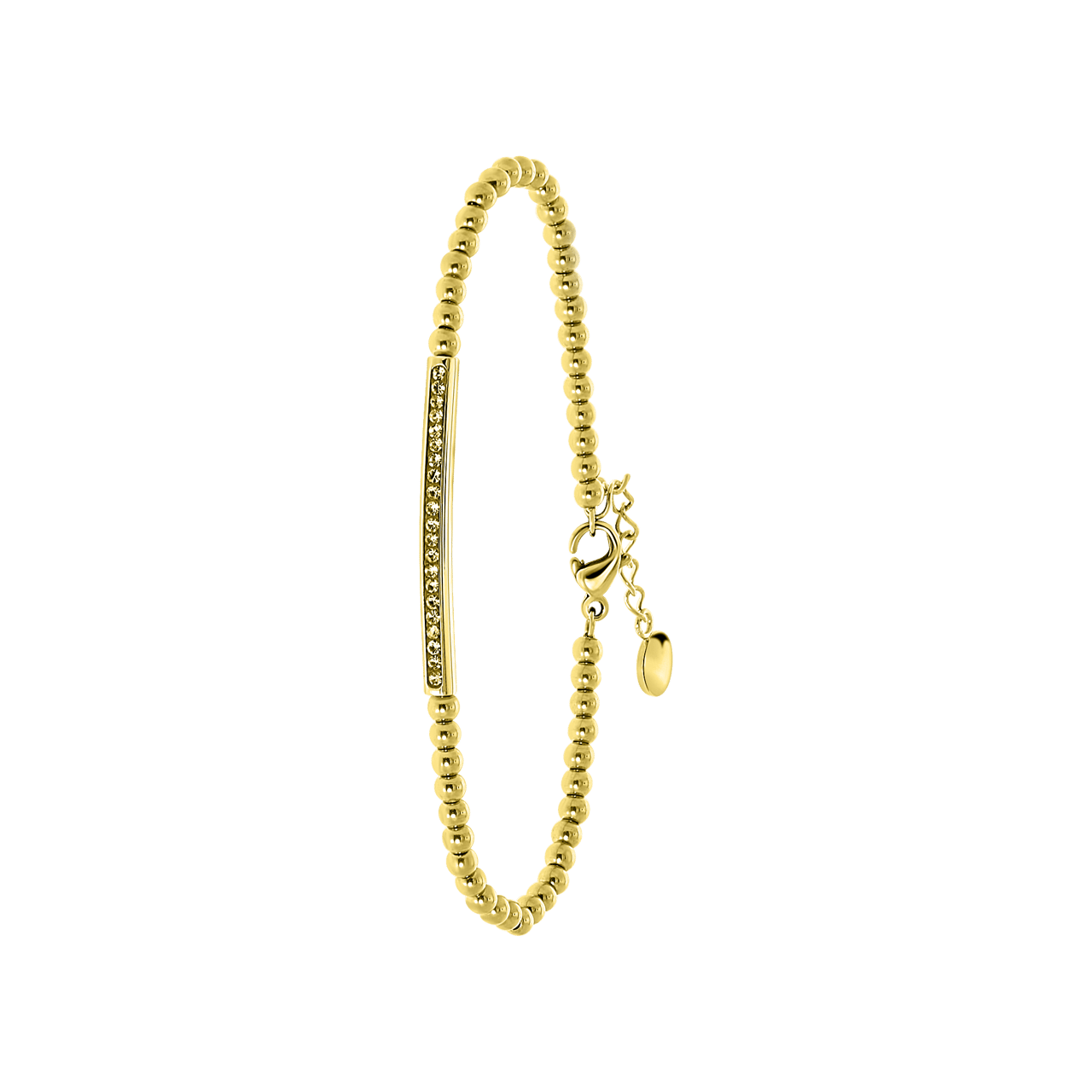 Gerecycleerd stalen armband gold bol/bar colorado kristal