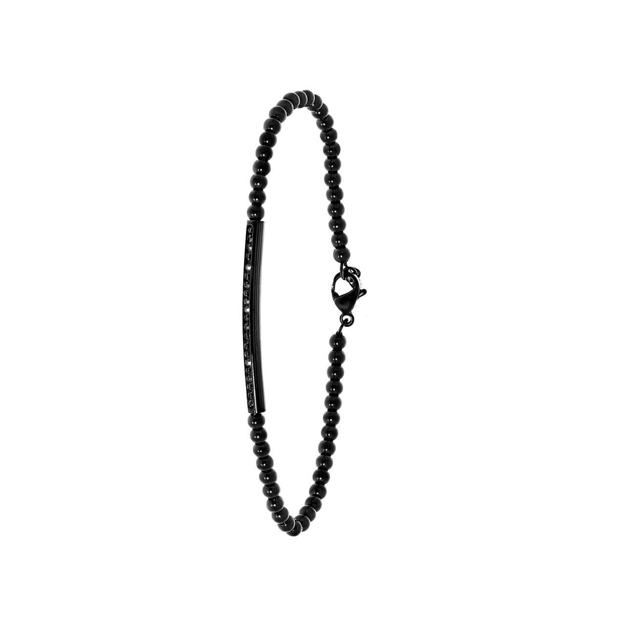Gerecycleerd stainless steel armband black bol/bar jet kristal