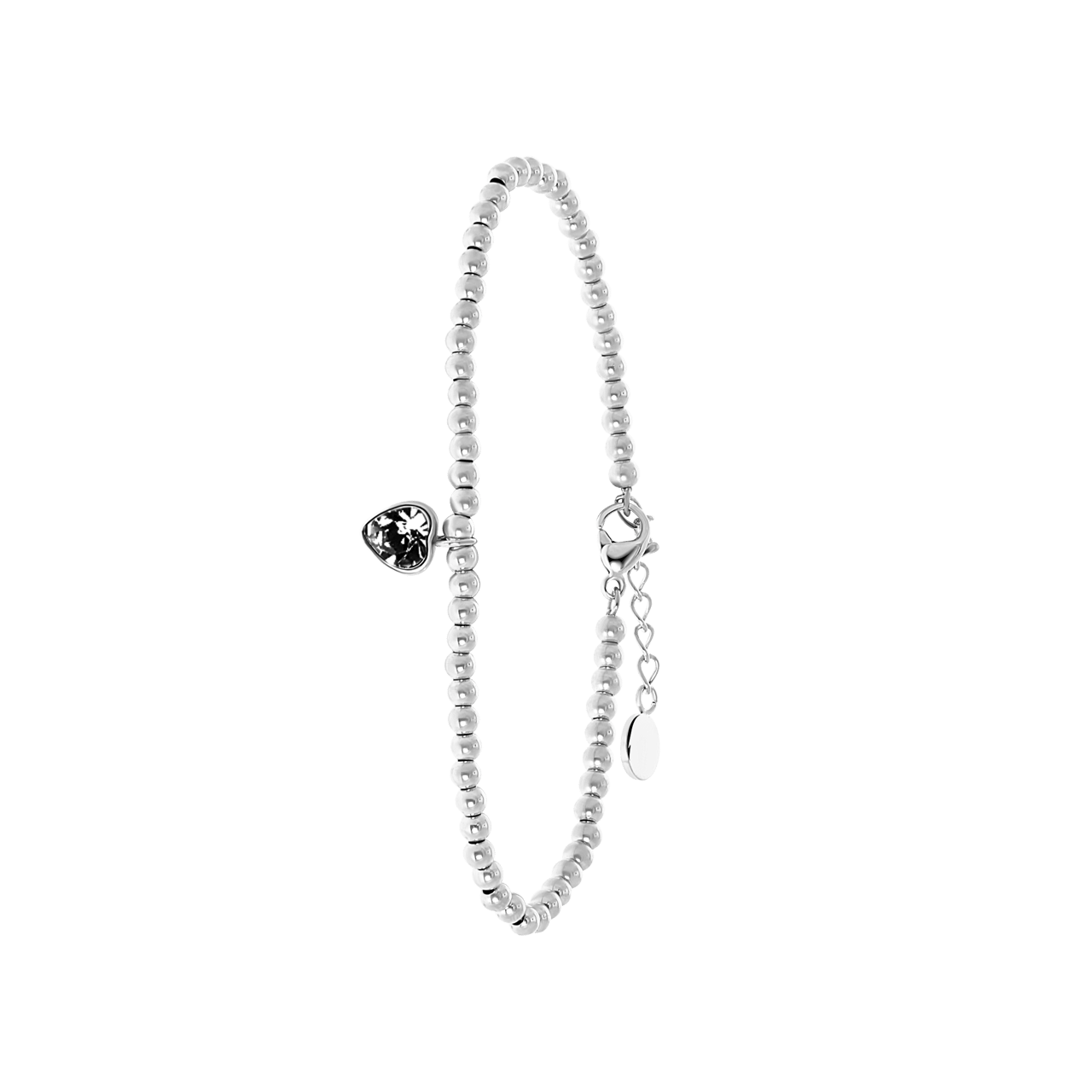 Stalen armband bol/hart black diamond kristal