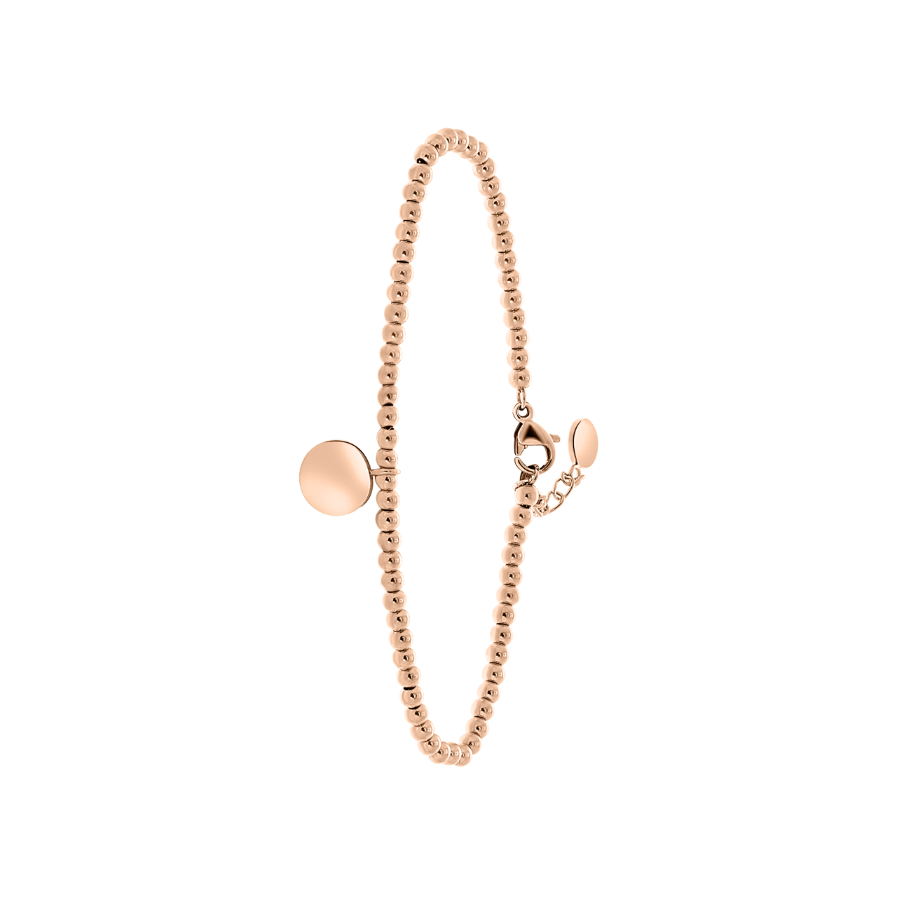 Stainless steel roséplated fantasiearmband met munt voor dames