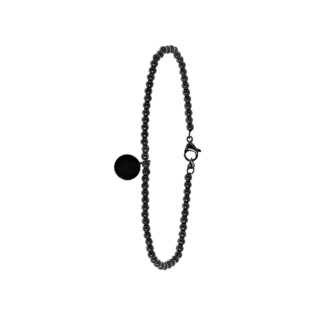 Gerecycleerd stainless steel armband black bol/disc