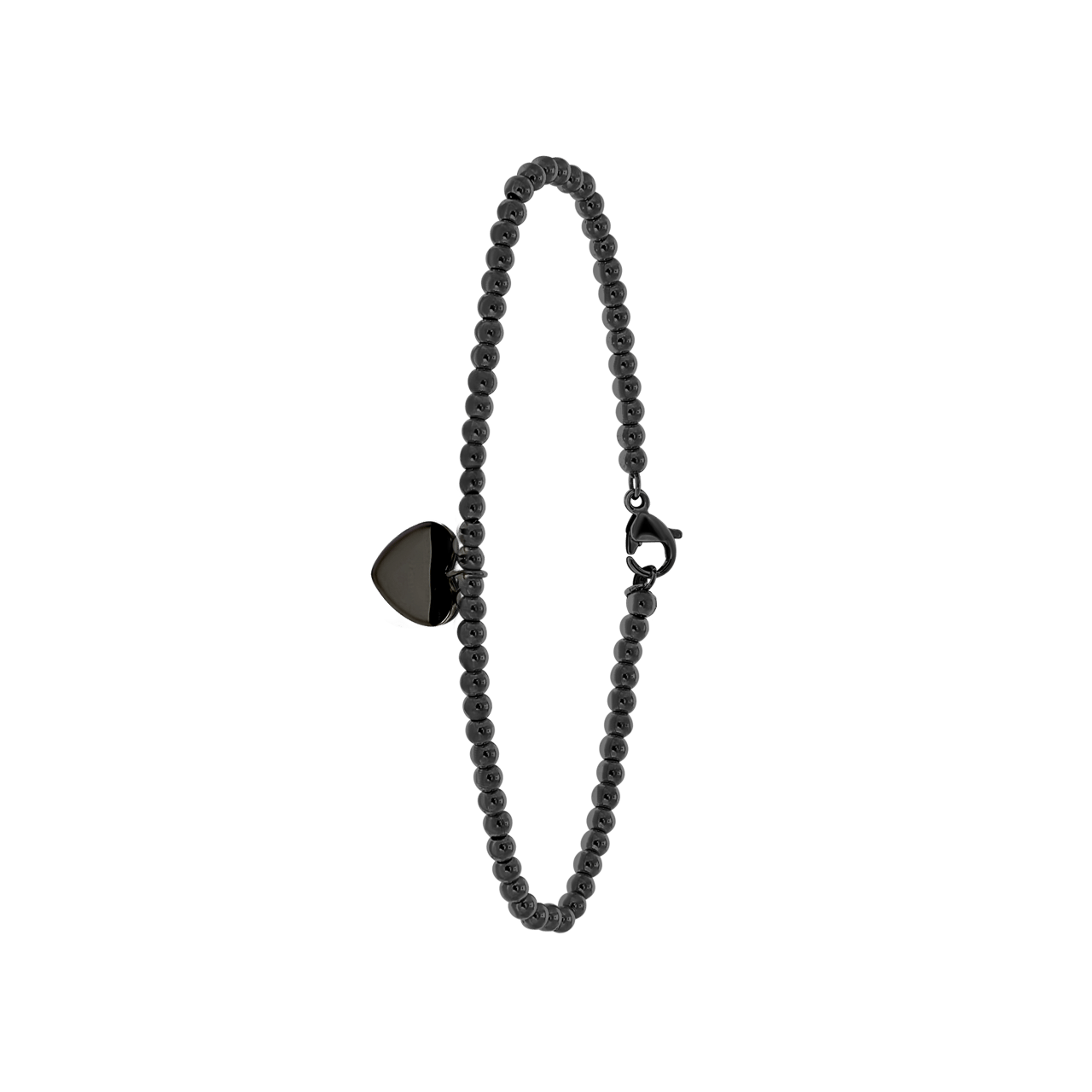 Gerecycled stainless steel armband black bol/hart