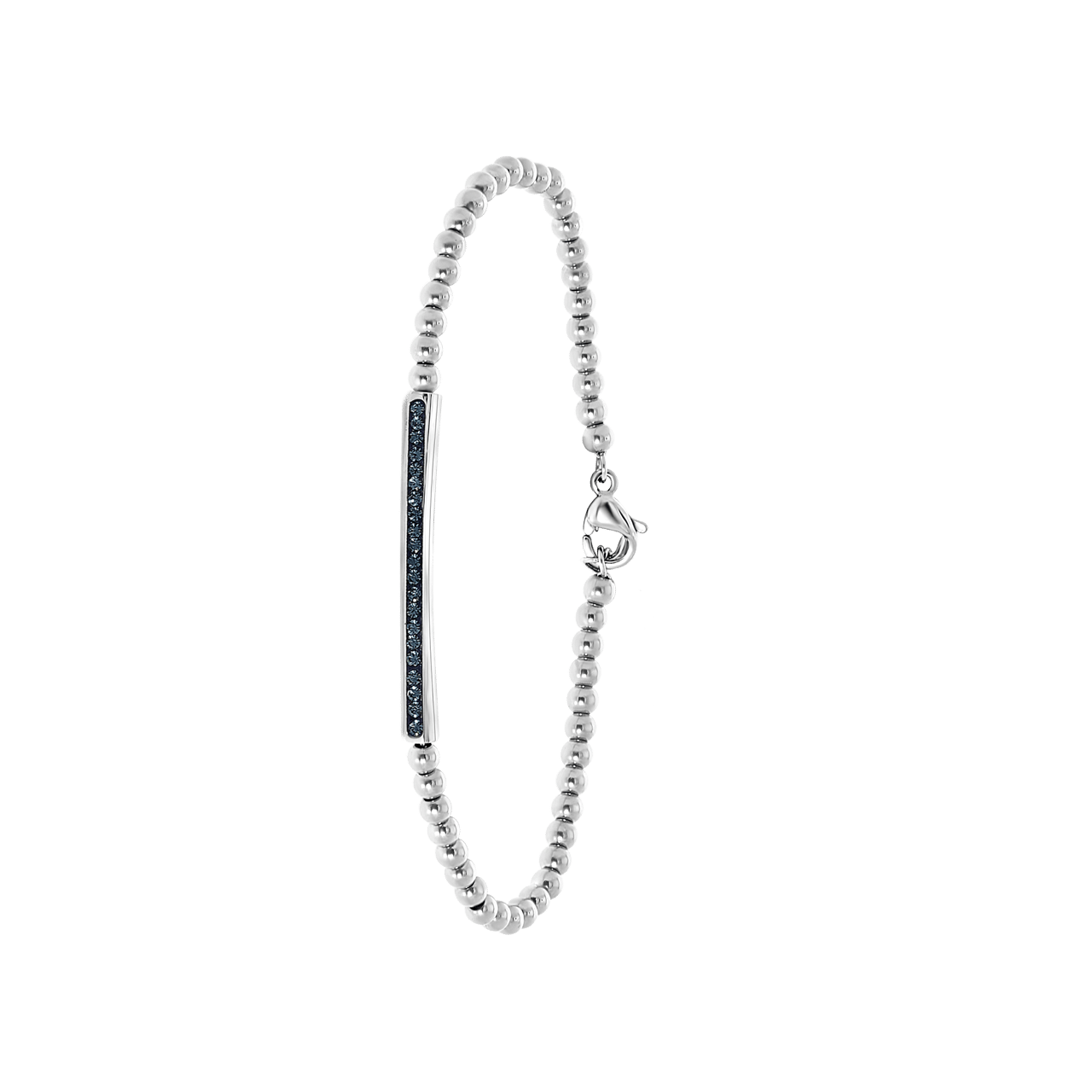 Gerecycleerd stainless steel armband bol/bar montana kristal