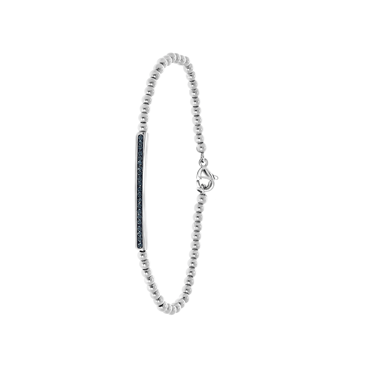 Gerecycleerd stalen armband bol/bar montana kristal