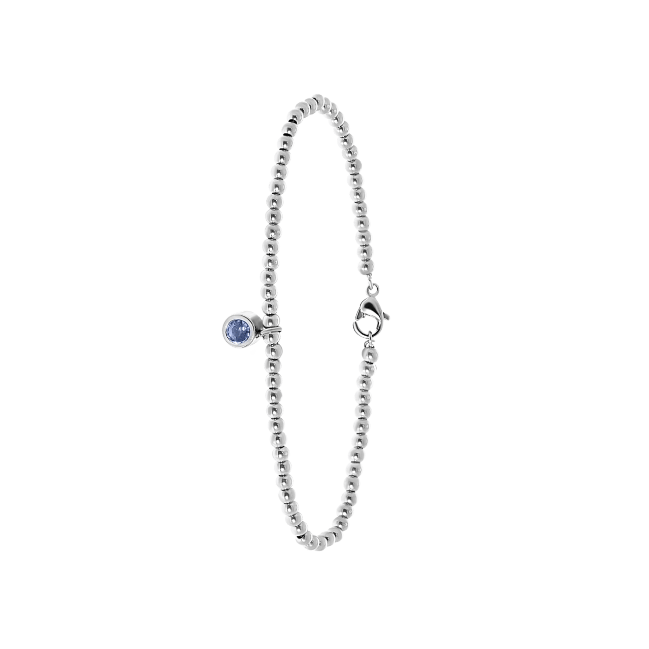 Gerecycled stalen armband bol/rond light sapphire kristal