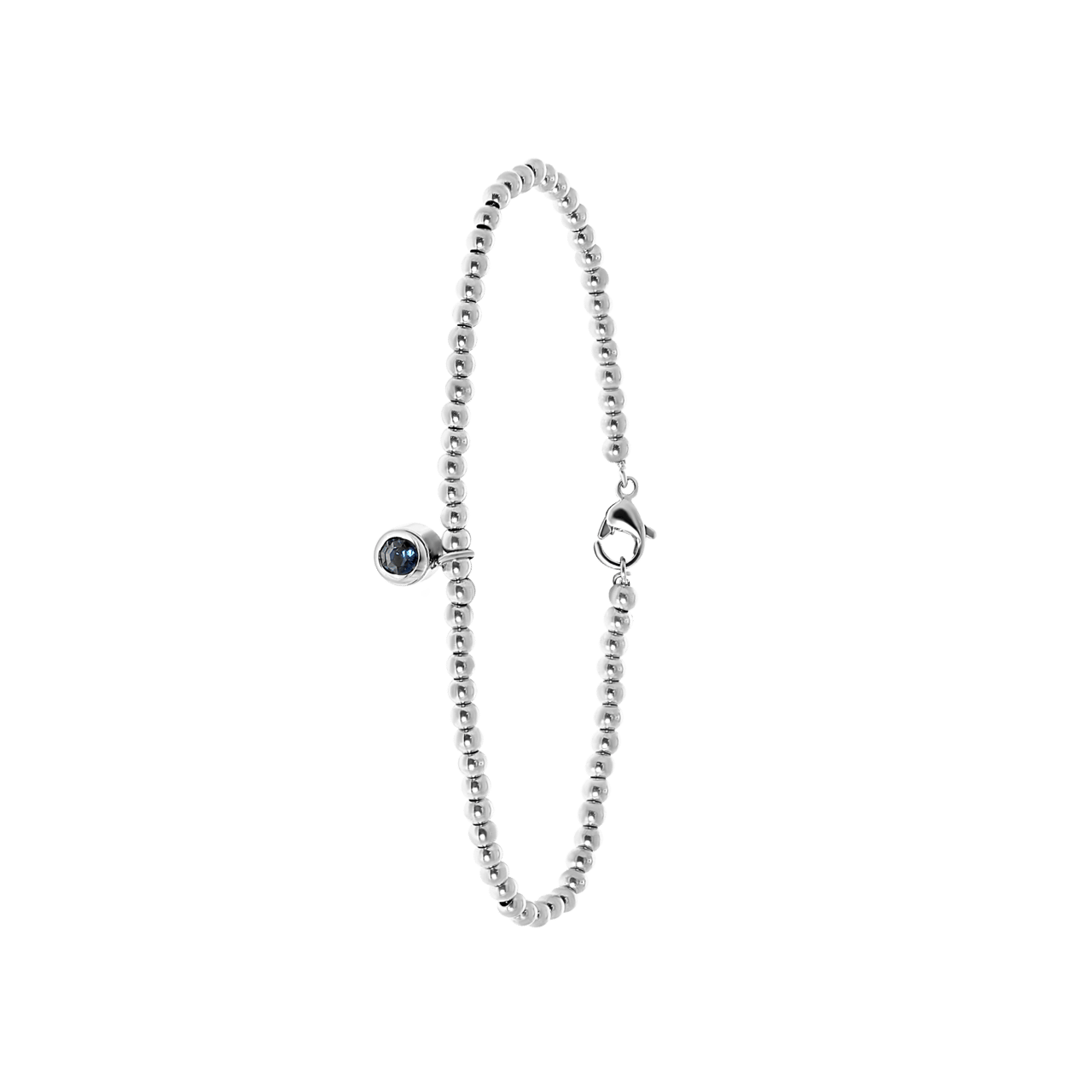 Gerecycled stainless steel armband bol/rond montana kristal