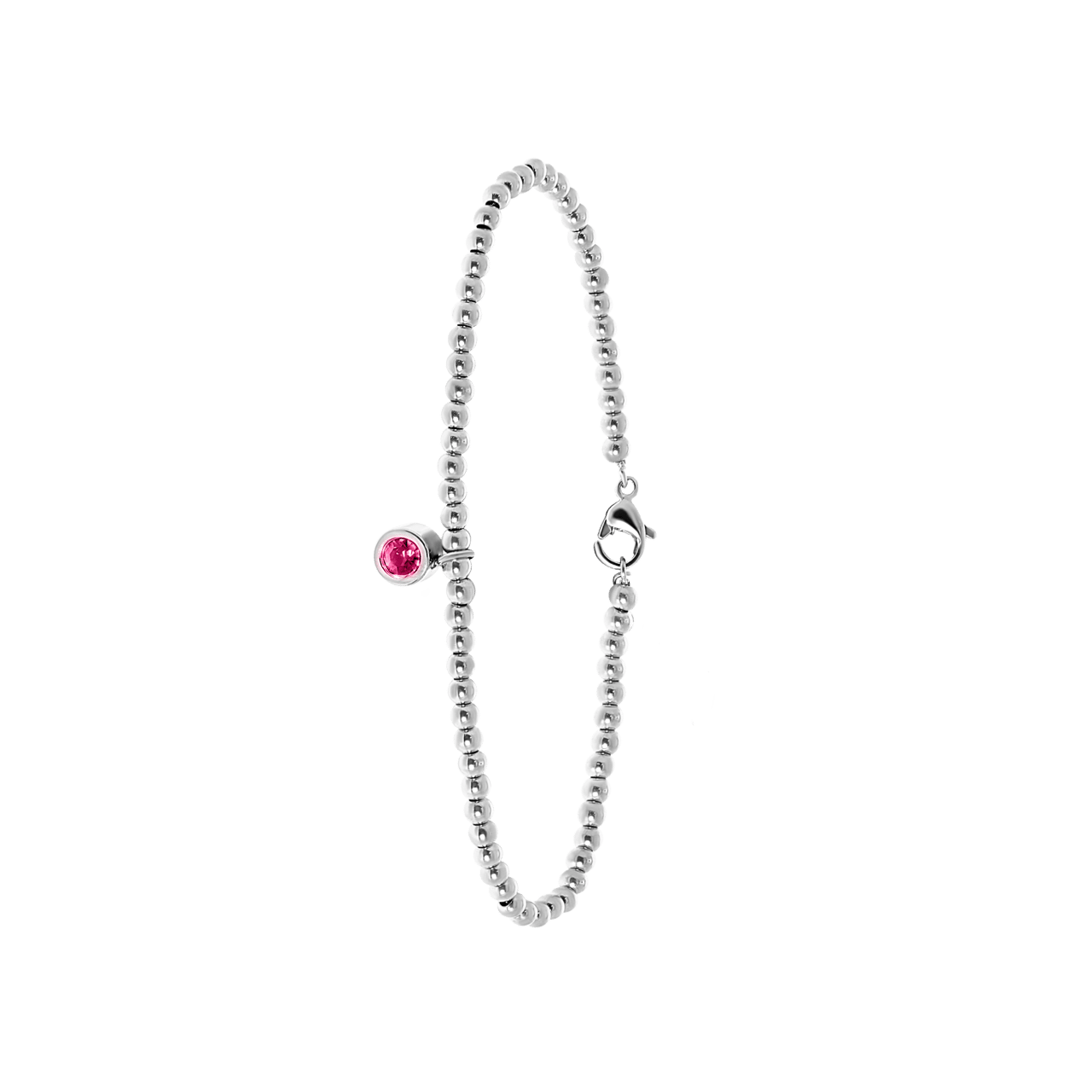 Armband aus Edelstahl, Kugel/rund, rosa Kristall