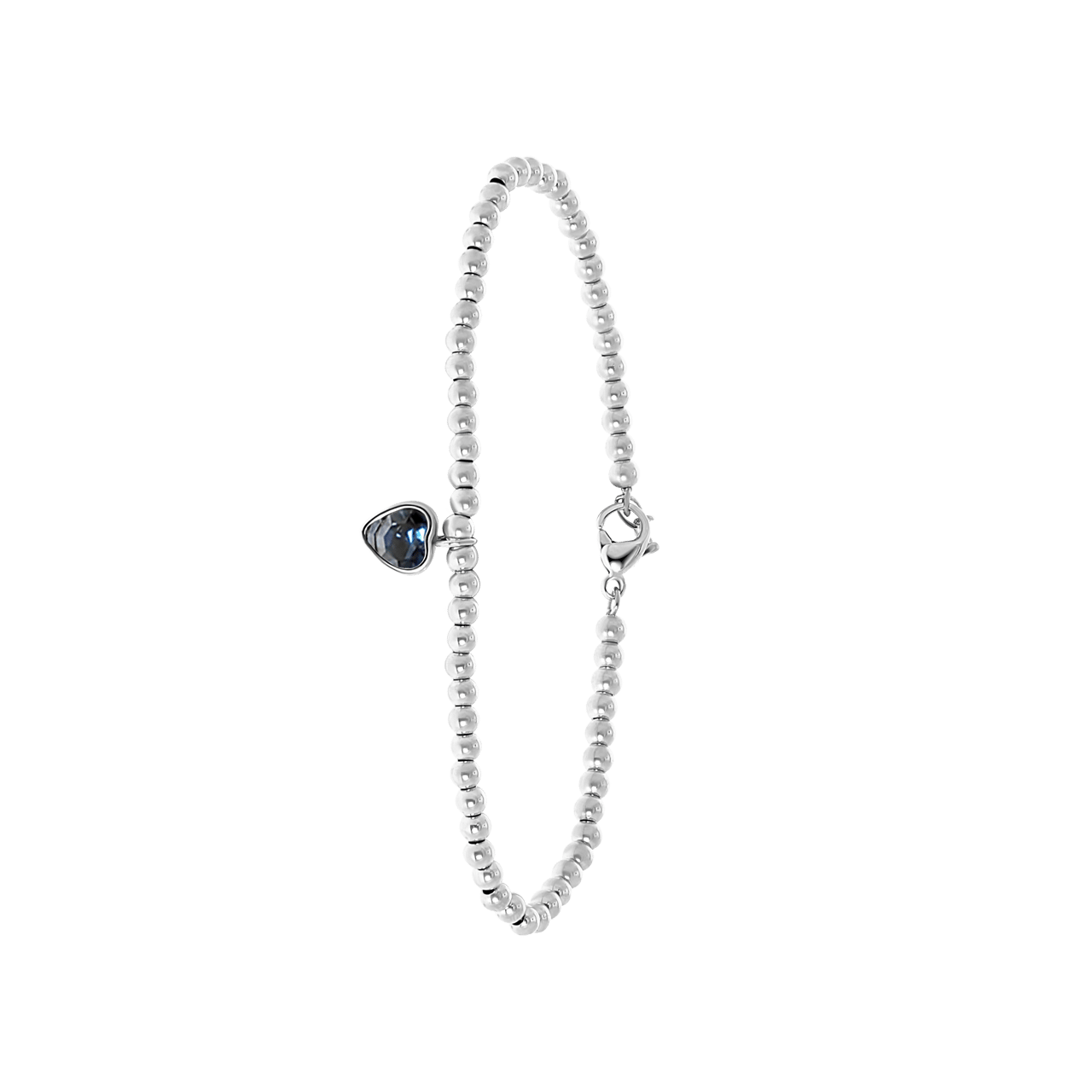 Gerecycleerd stainless steel armband bol/hart montana kristal