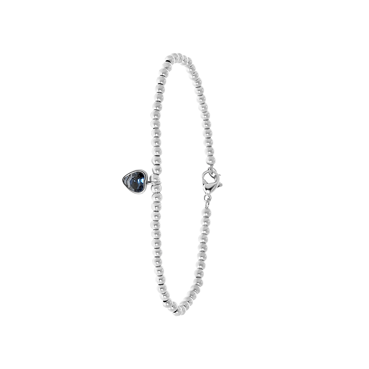 Gerecycleerd stalen armband bol/hart montana kristal