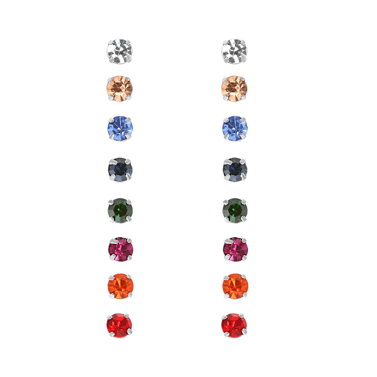 Bijoux zilverkleurige oorbellen set met kleur steentjes voor dames