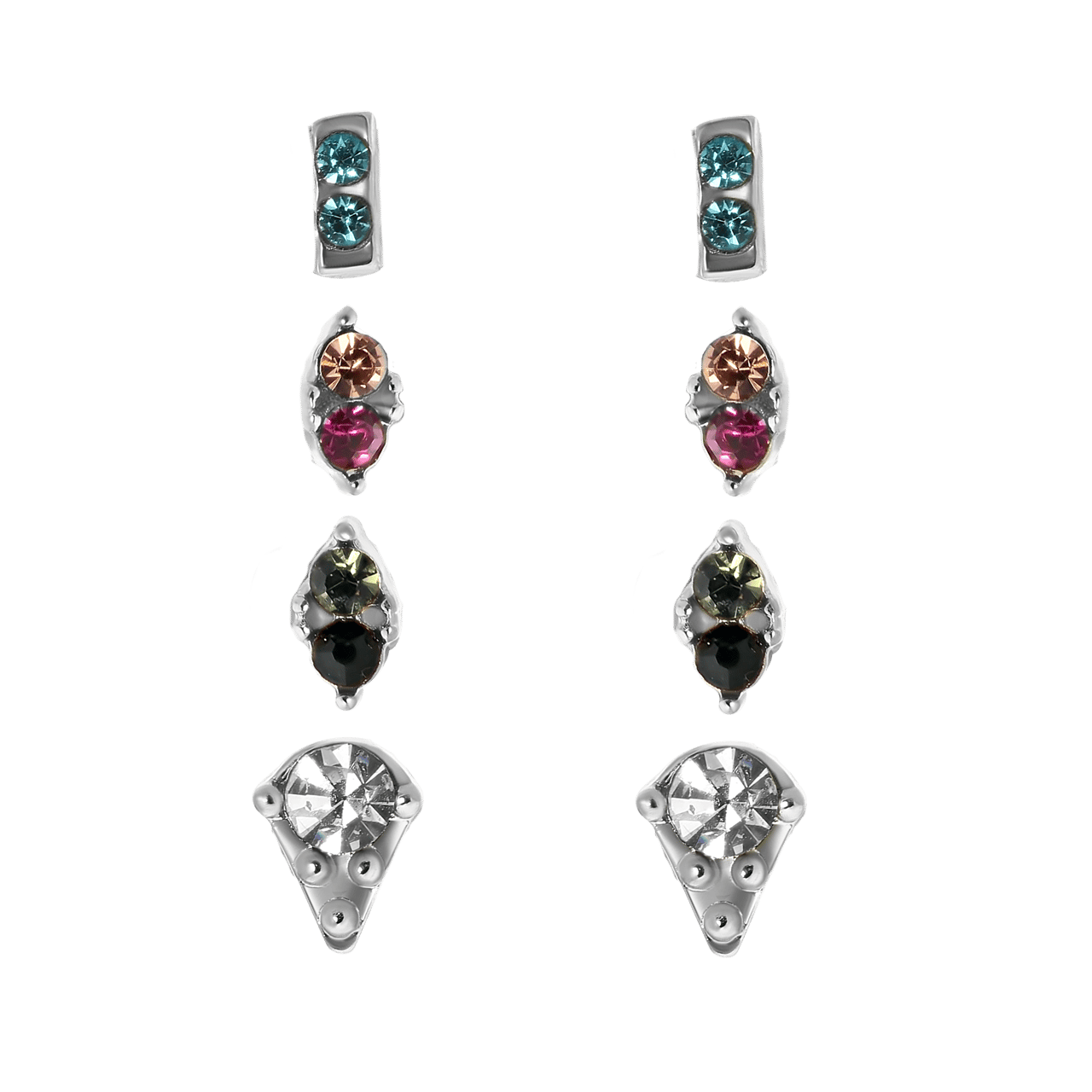 Bijoux goudkleurige oorbellen set met kleur steentjes voor dames