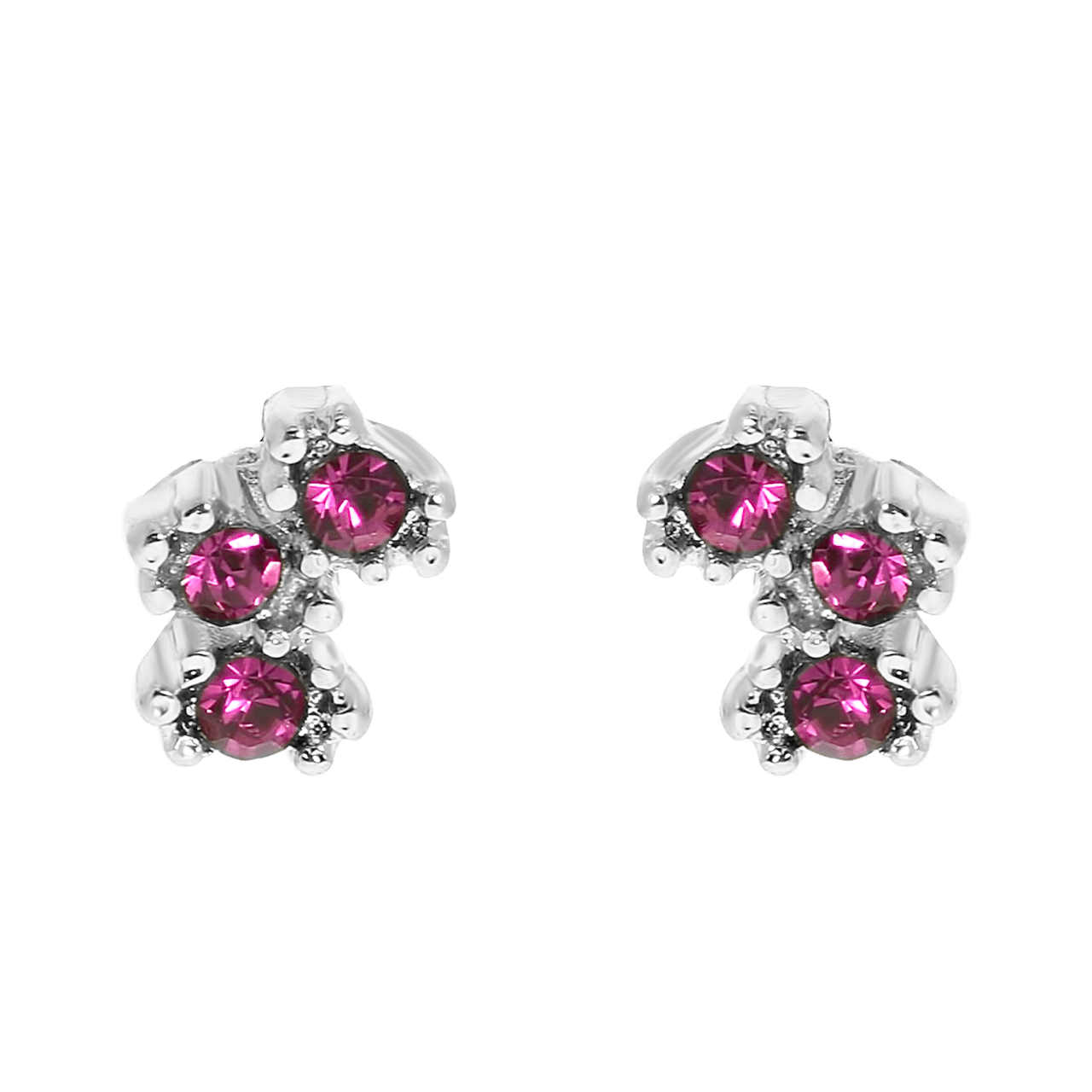 Bijoux zilverkleurige oorknoppen met zirkonia voor dames