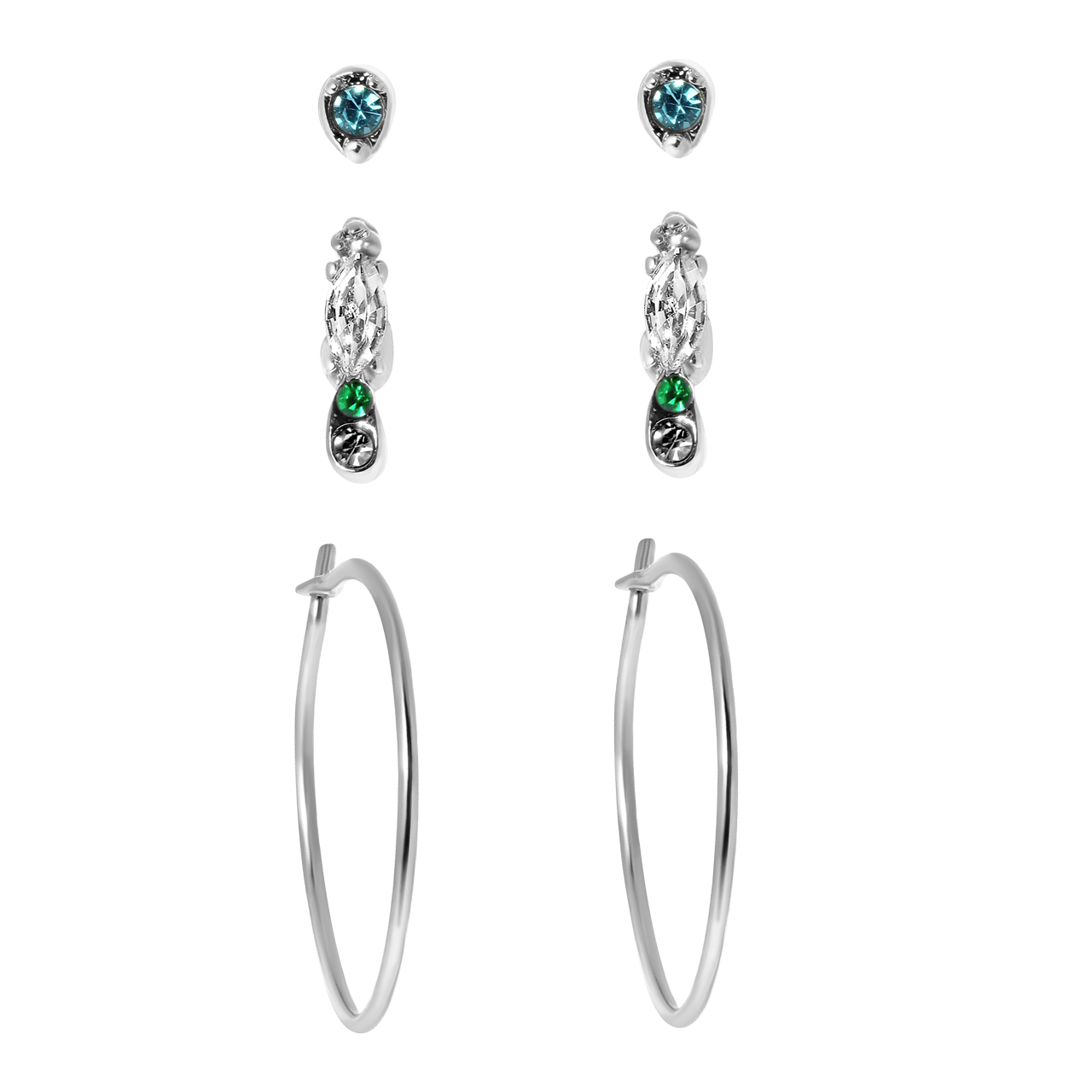 Zilverkleurige bijoux oorbellen met kleur steentje