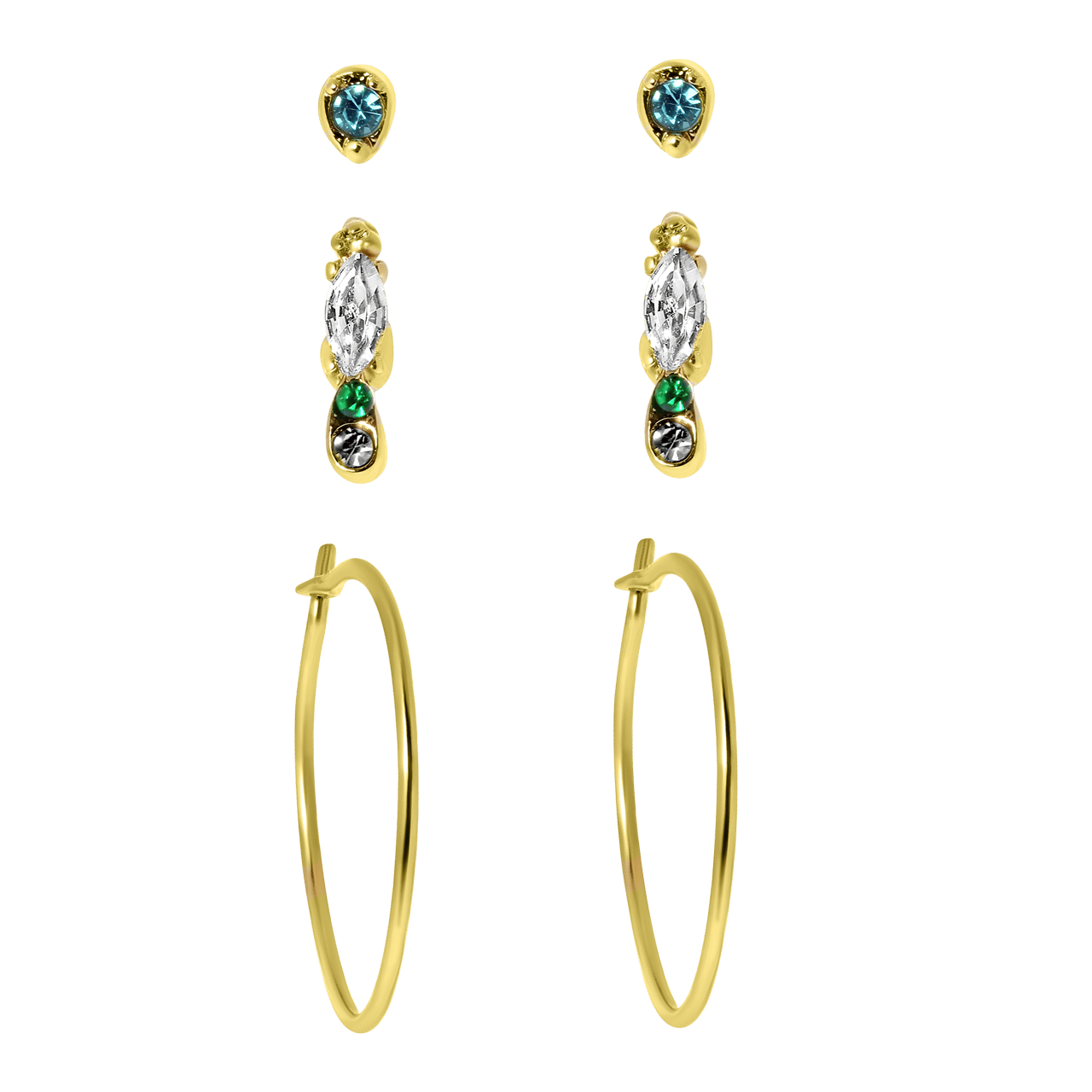 Goudkleurige bijoux oorbellen met kleur steentjes