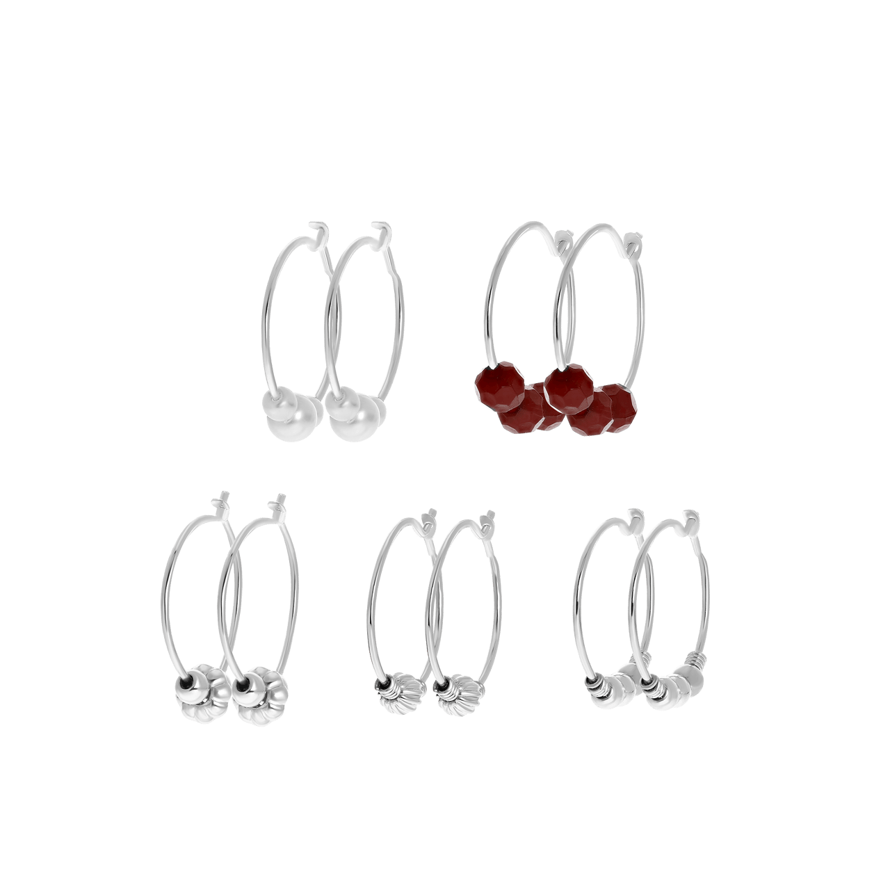 Zilverkleurige byoux oorringen bedeltjes